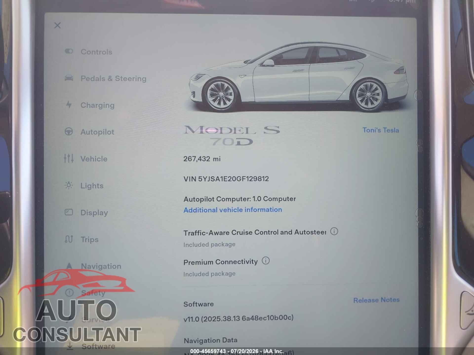 TESLA MODEL S 2016 - 5YJSA1E20GF129812