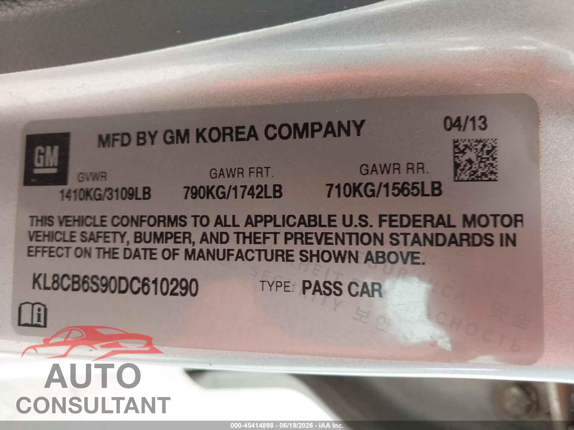 CHEVROLET SPARK 2013 - KL8CB6S90DC610290
