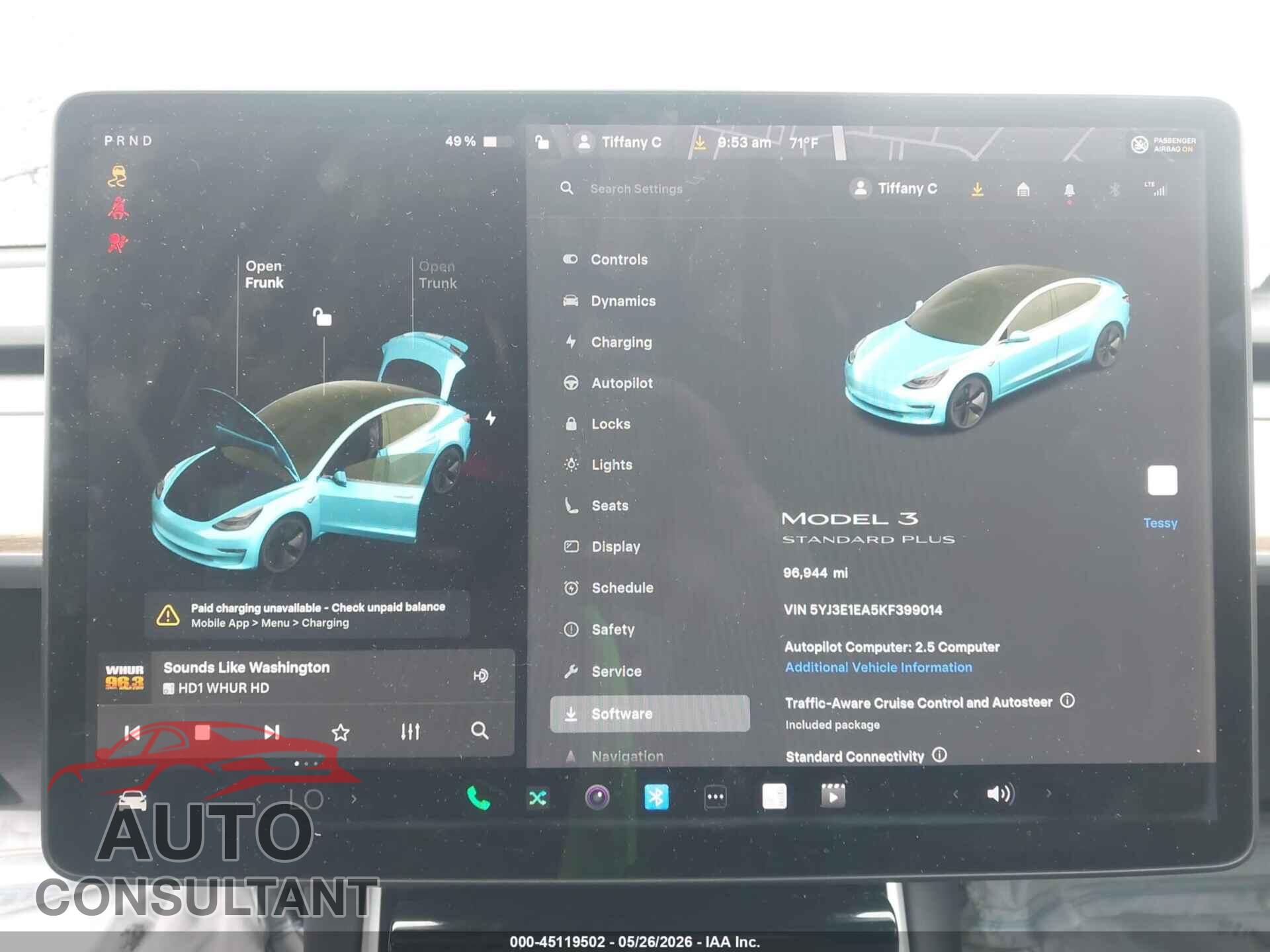 TESLA MODEL 3 2019 - 5YJ3E1EA5KF399014