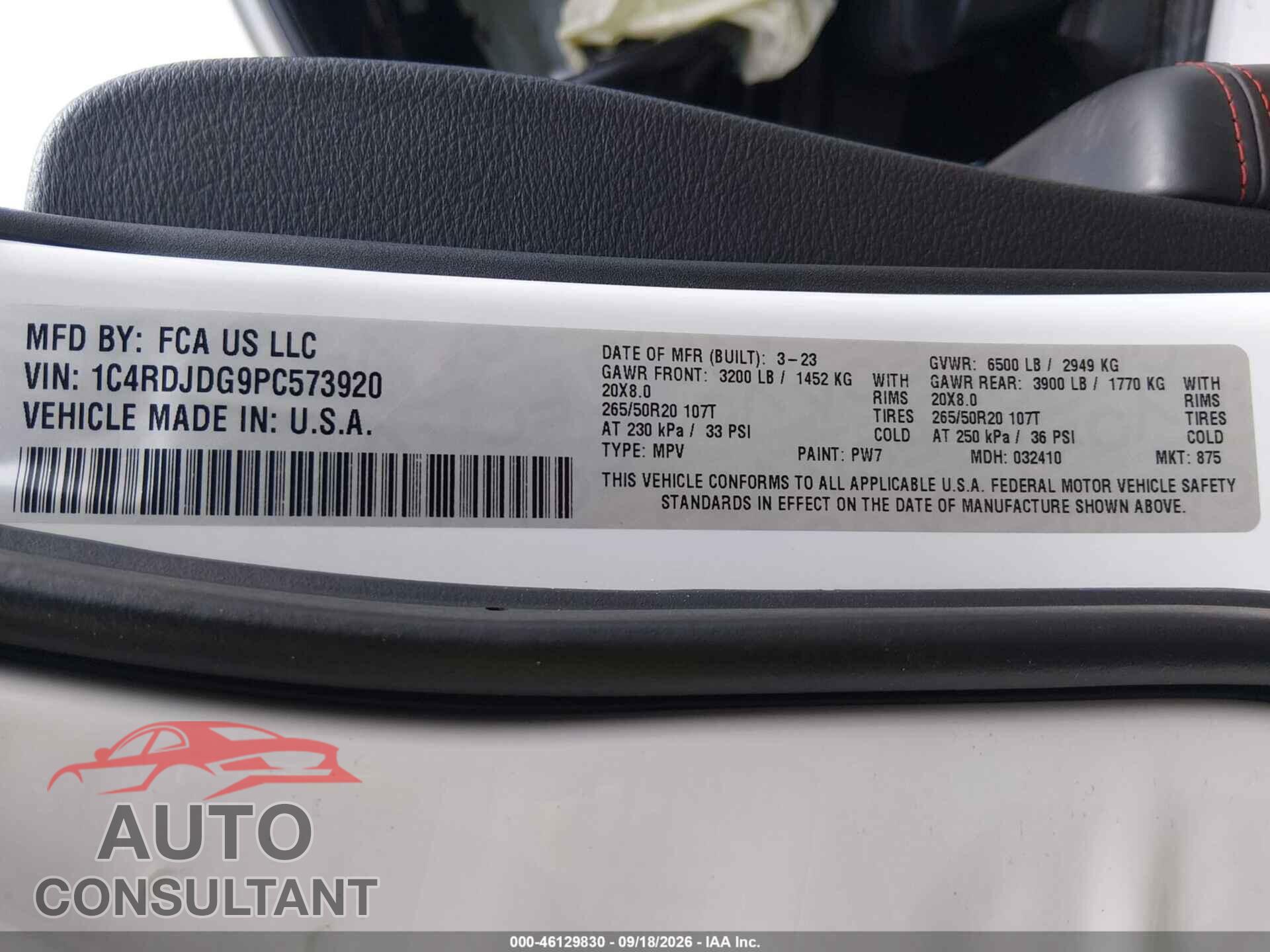 DODGE DURANGO 2023 - 1C4RDJDG9PC573920