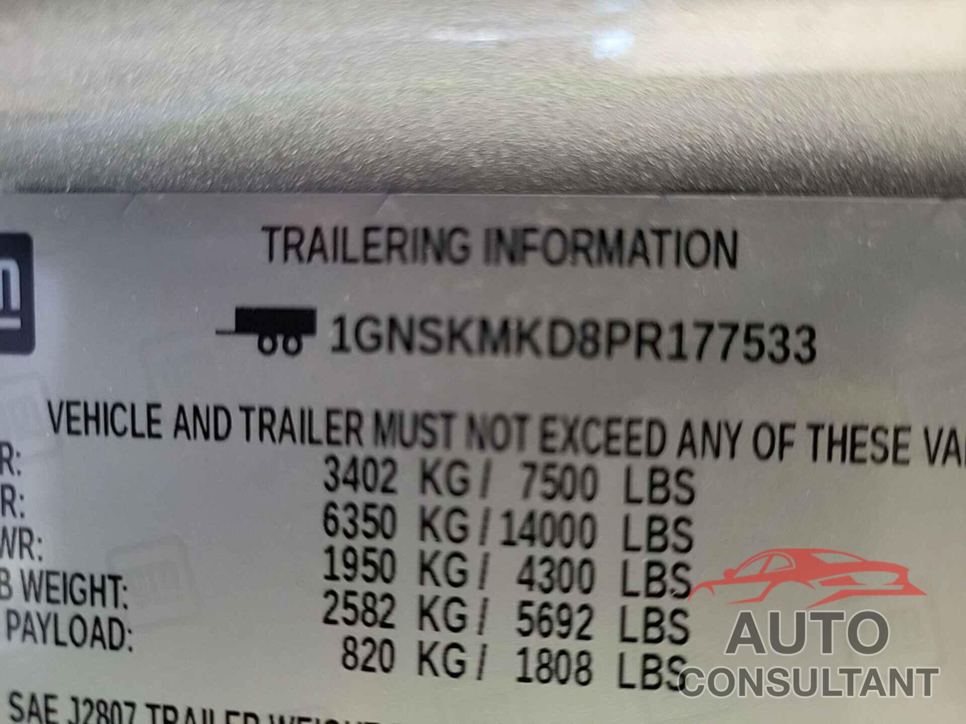 CHEVROLET TAHOE 2023 - 1GNSKMKD8PR177533