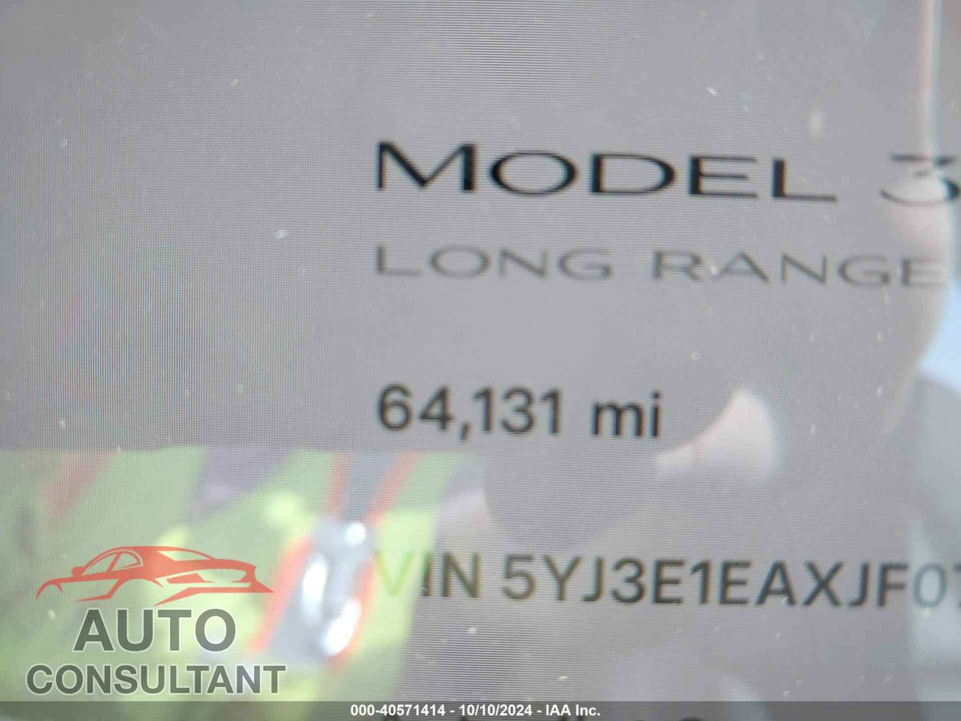 TESLA MODEL 3 2018 - 5YJ3E1EAXJF070355