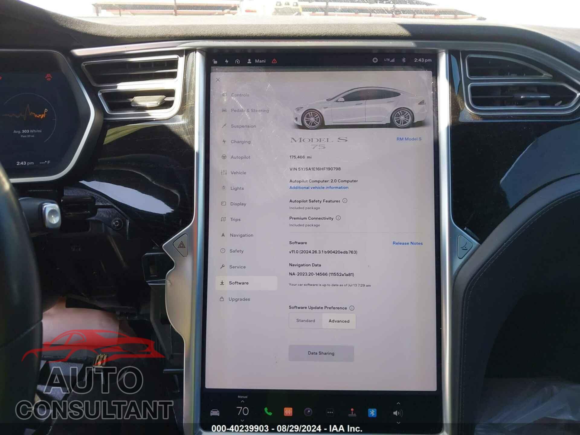 TESLA MODEL S 2017 - 5YJSA1E16HF190798