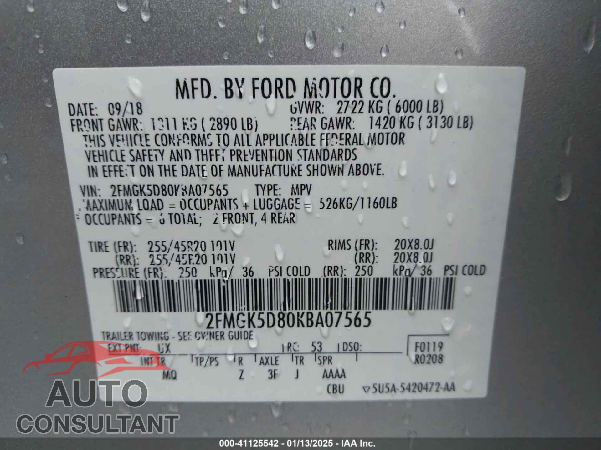 FORD FLEX 2019 - 2FMGK5D80KBA07565