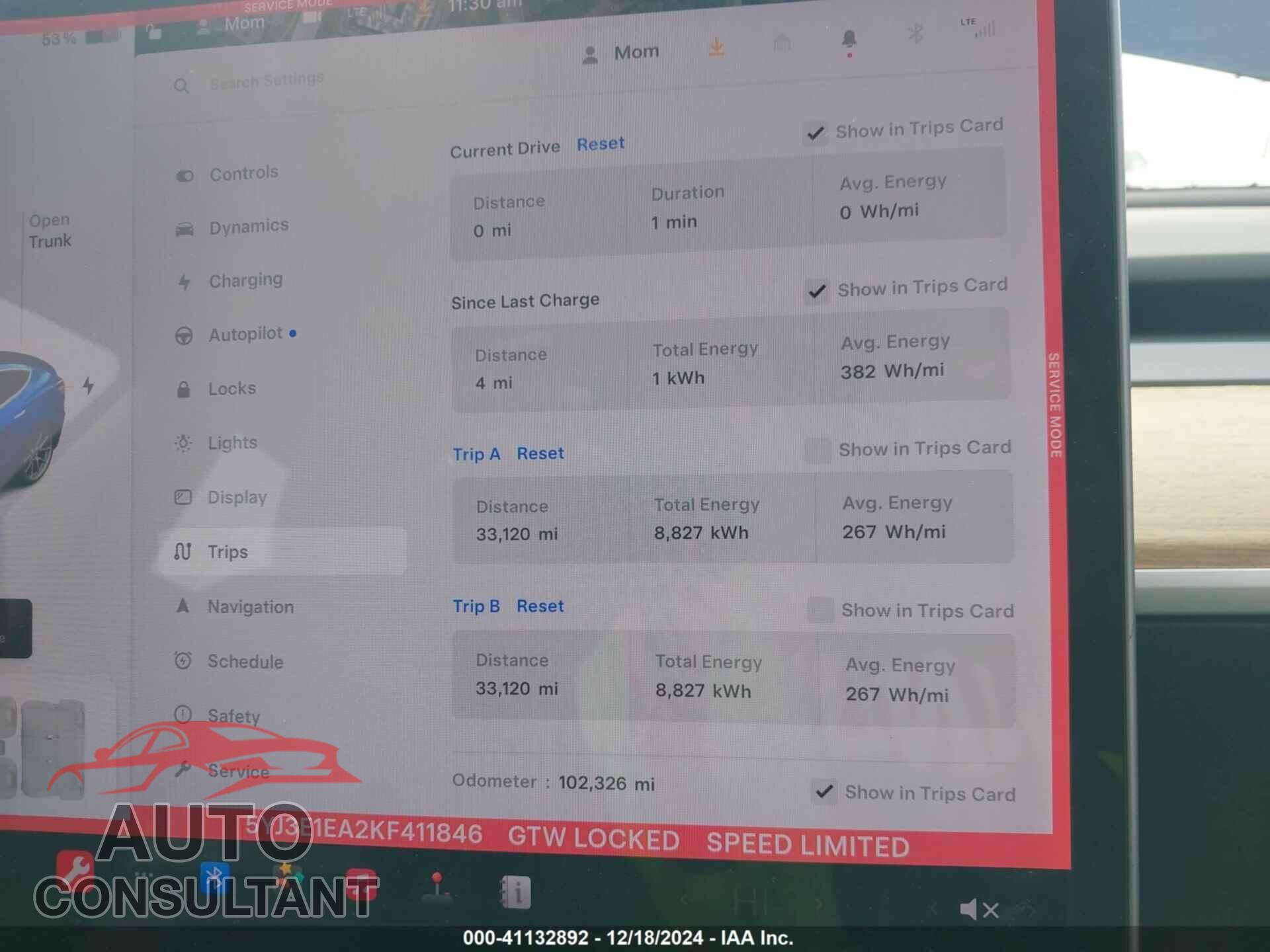 TESLA MODEL 3 2019 - 5YJ3E1EA2KF411846