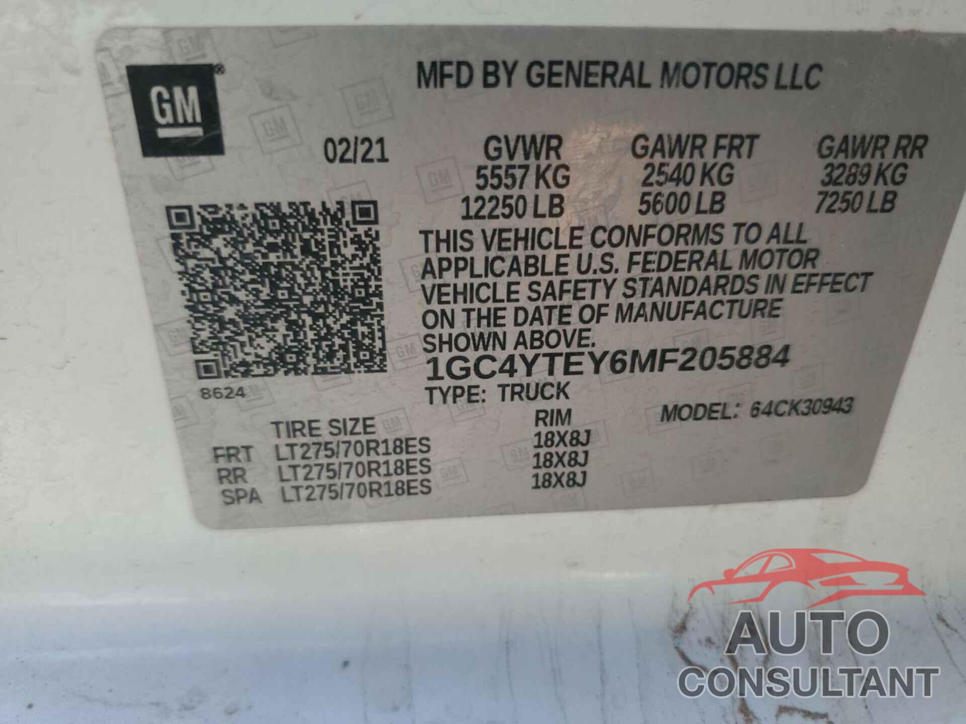 CHEVROLET SILVERADO 3500HD 2021 - 1GC4YTEY6MF205884