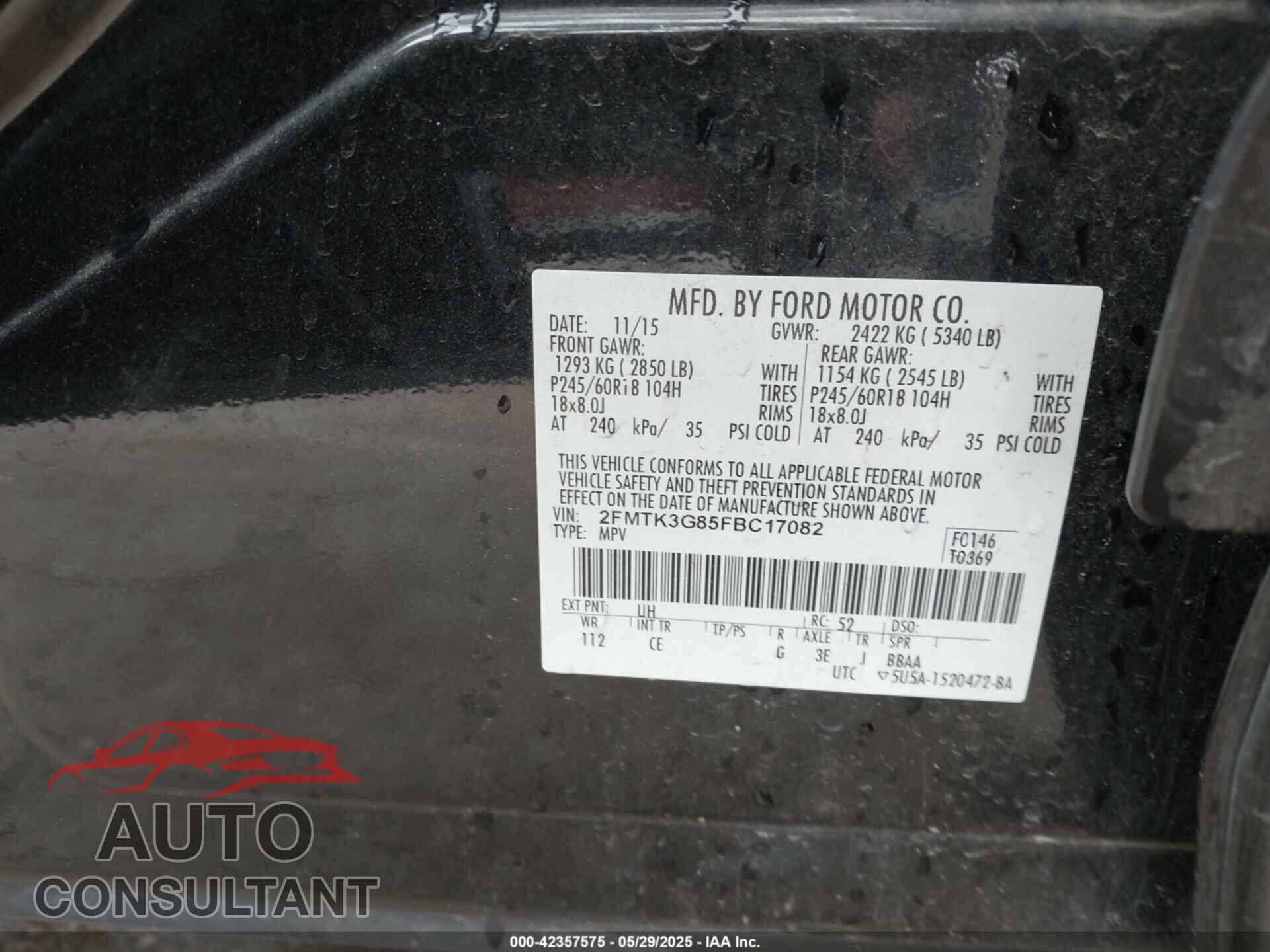 FORD EDGE 2015 - 2FMTK3G85FBC17082
