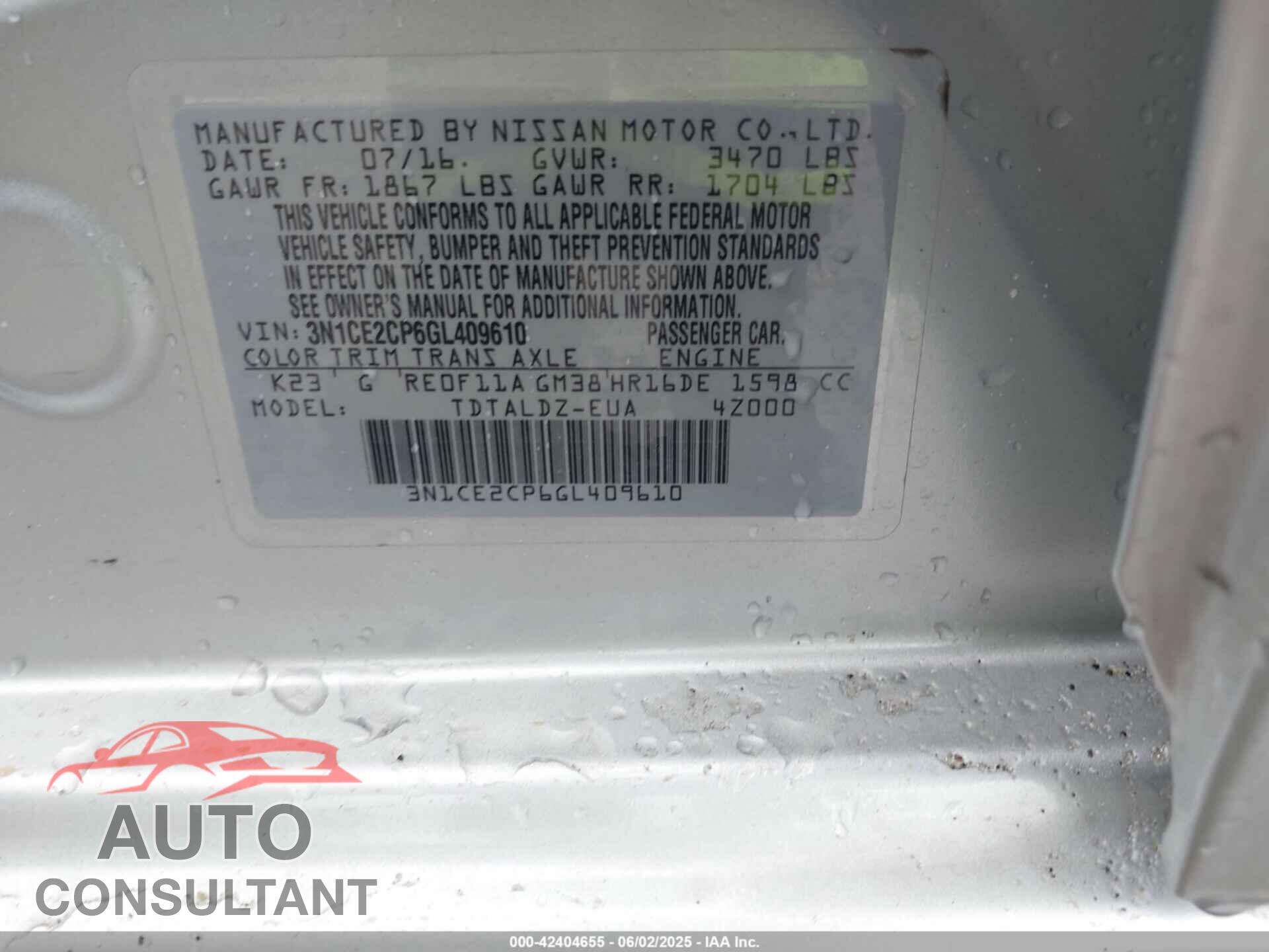 NISSAN VERSA NOTE 2016 - 3N1CE2CP6GL409610