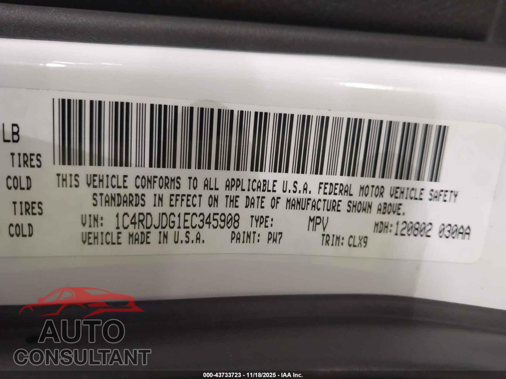 DODGE DURANGO 2014 - 1C4RDJDG1EC345908