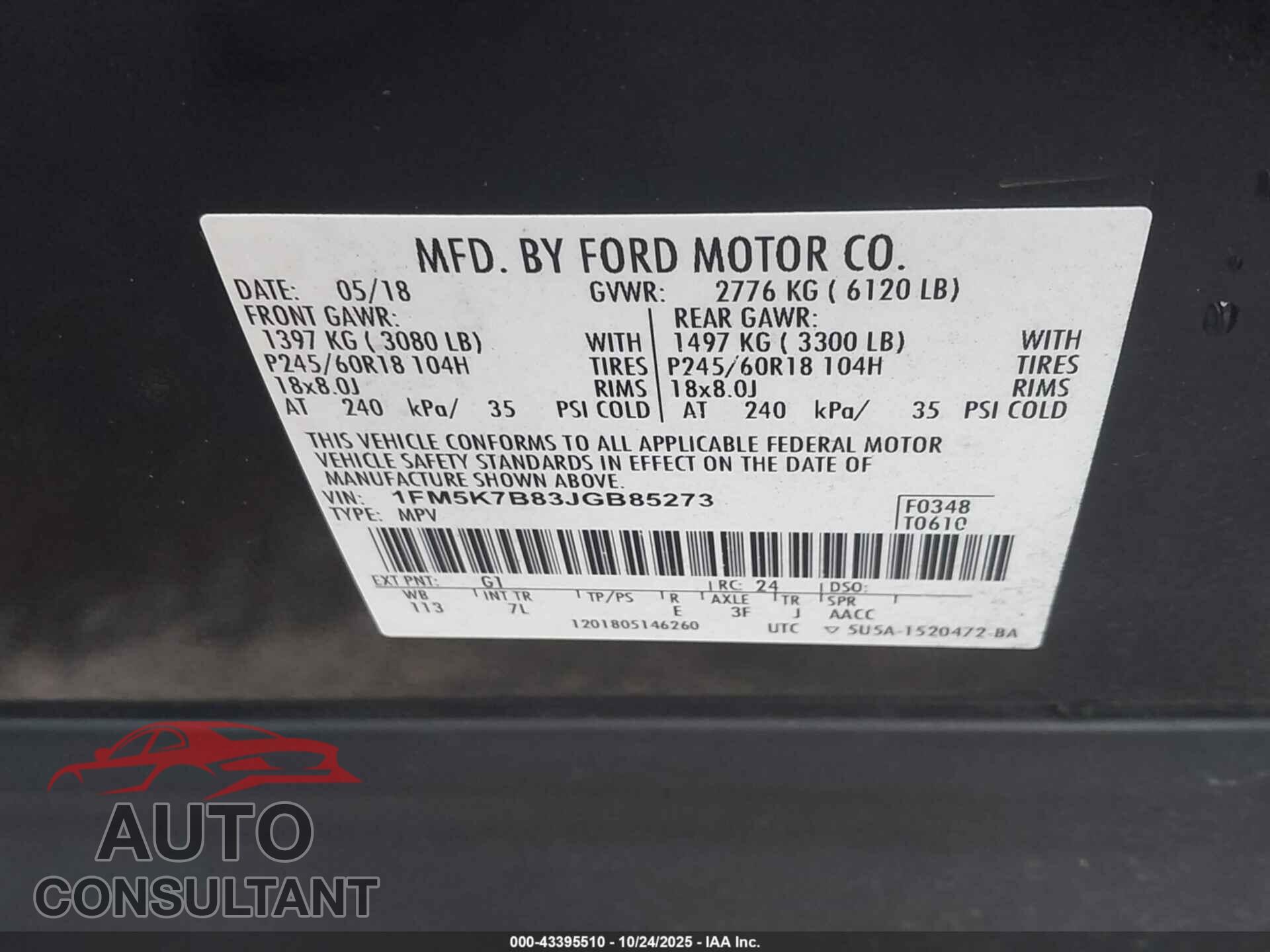 FORD EXPLORER 2018 - 1FM5K7B83JGB85273