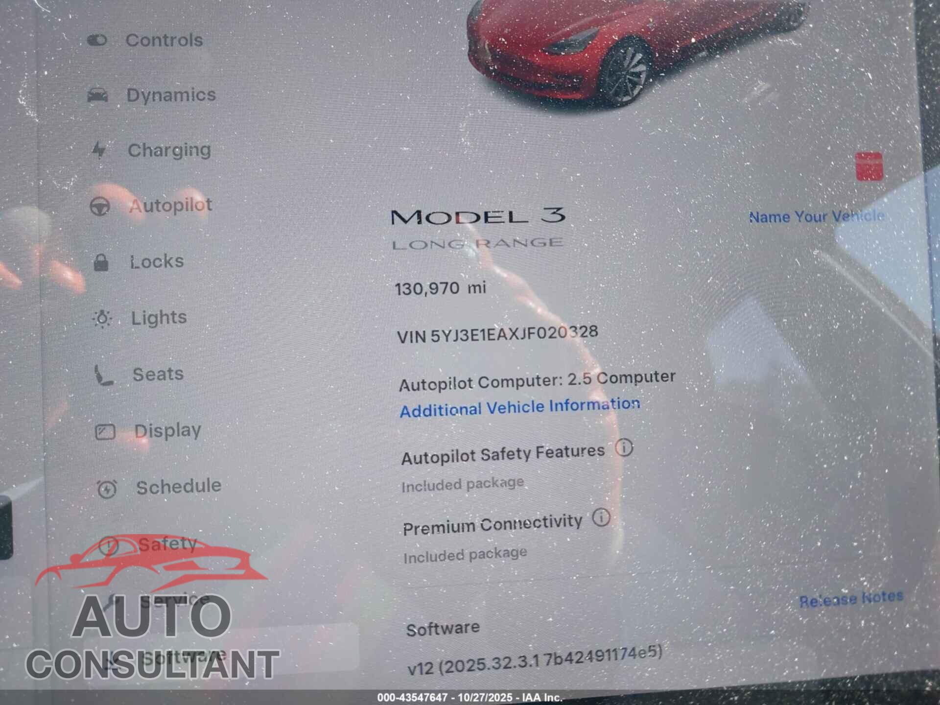 TESLA MODEL 3 2018 - 5YJ3E1EAXJF020328