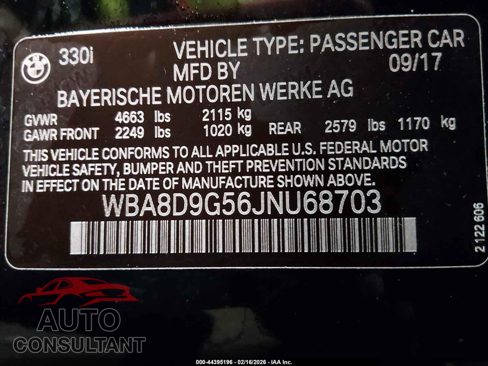 BMW 330I 2018 - WBA8D9G56JNU68703