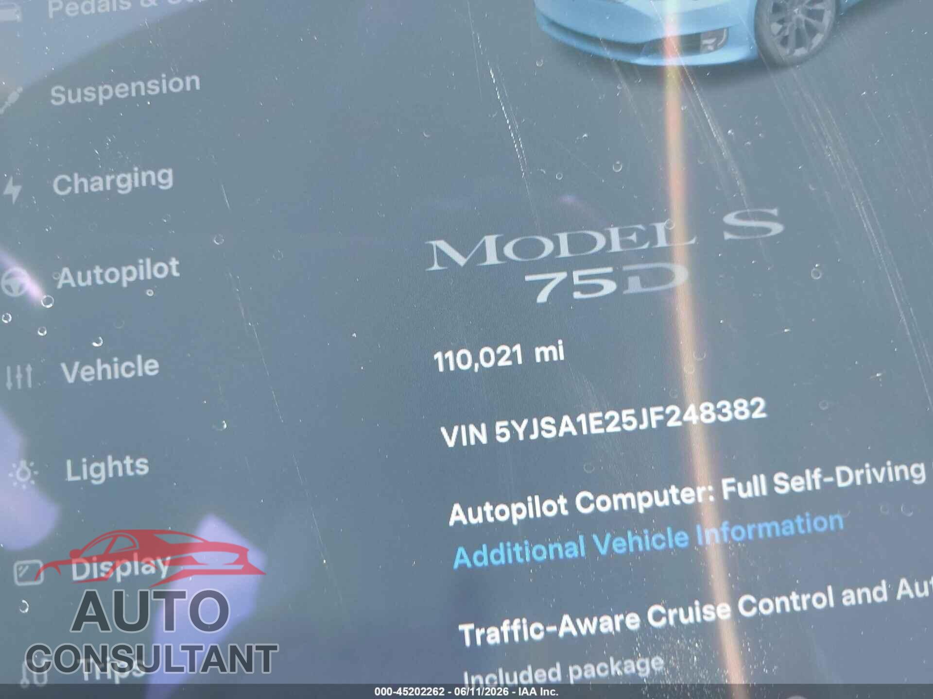 TESLA MODEL S 2018 - 5YJSA1E25JF248382