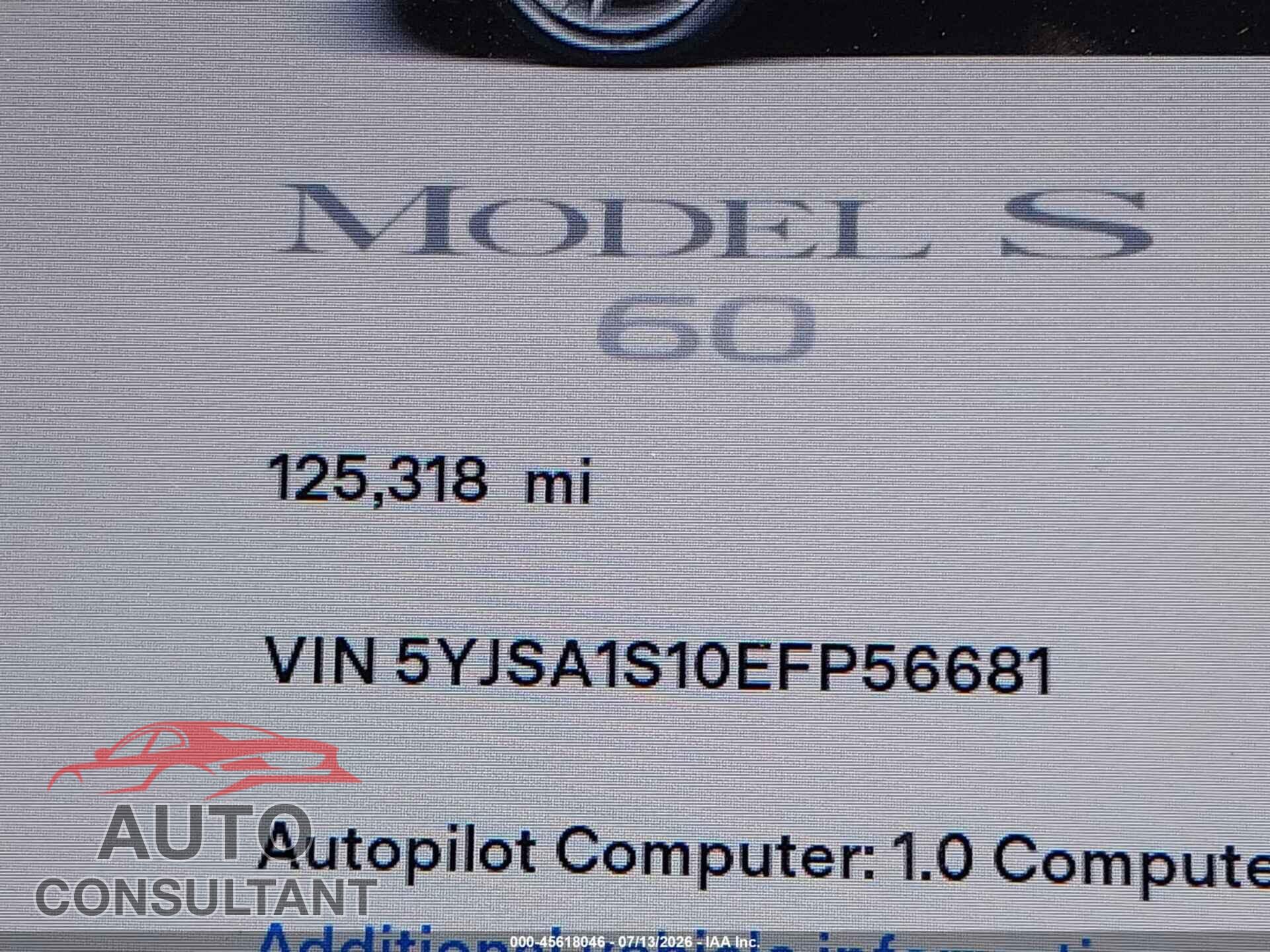 TESLA MODEL S 2014 - 5YJSA1S10EFP56681