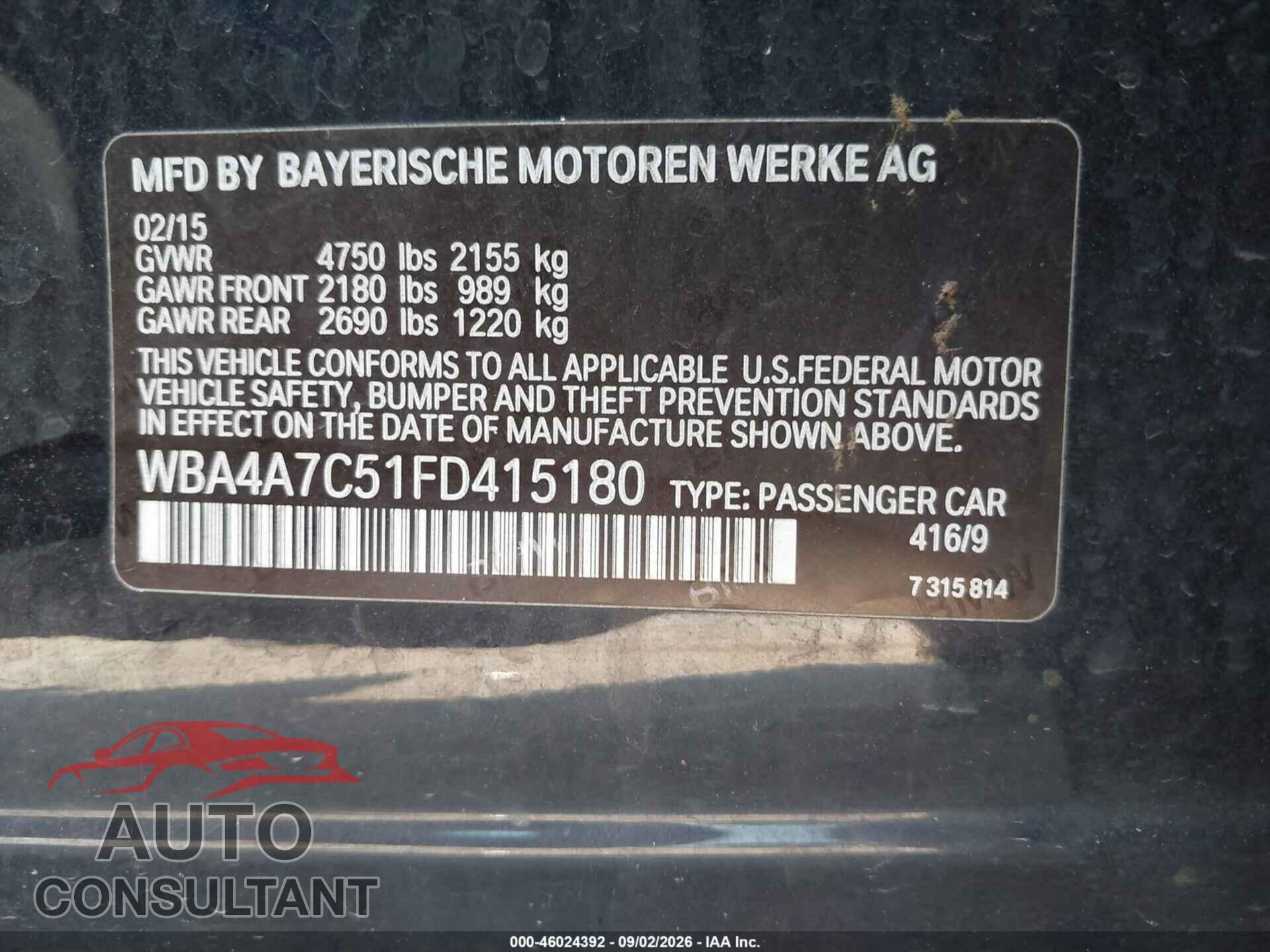 BMW 428 GRAN COUPE 2015 - WBA4A7C51FD415180