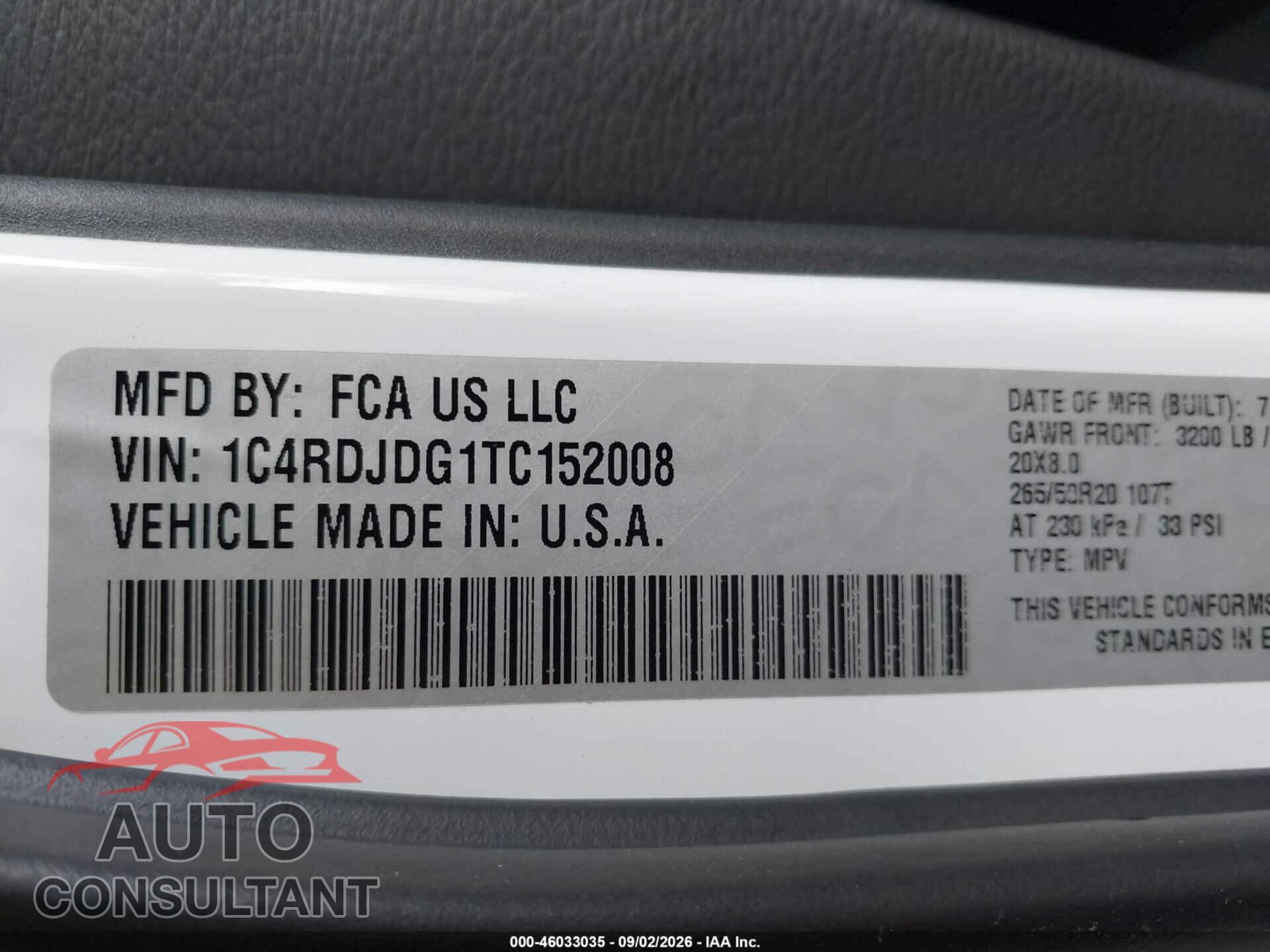 DODGE DURANGO 2026 - 1C4RDJDG1TC152008