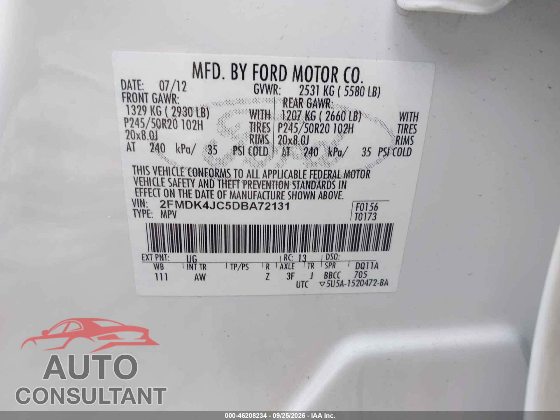 FORD EDGE 2013 - 2FMDK4JC5DBA72131