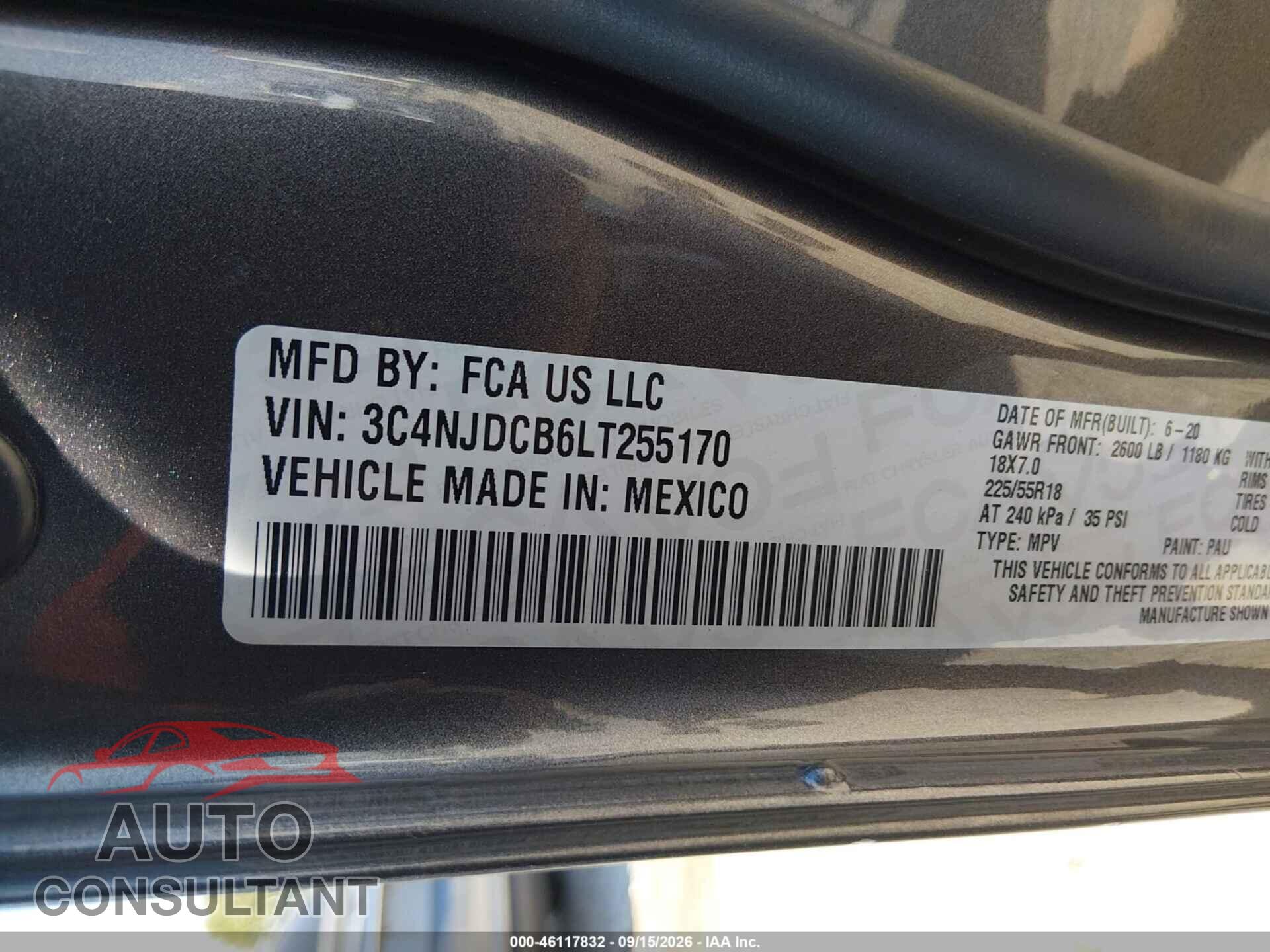JEEP COMPASS 2020 - 3C4NJDCB6LT255170