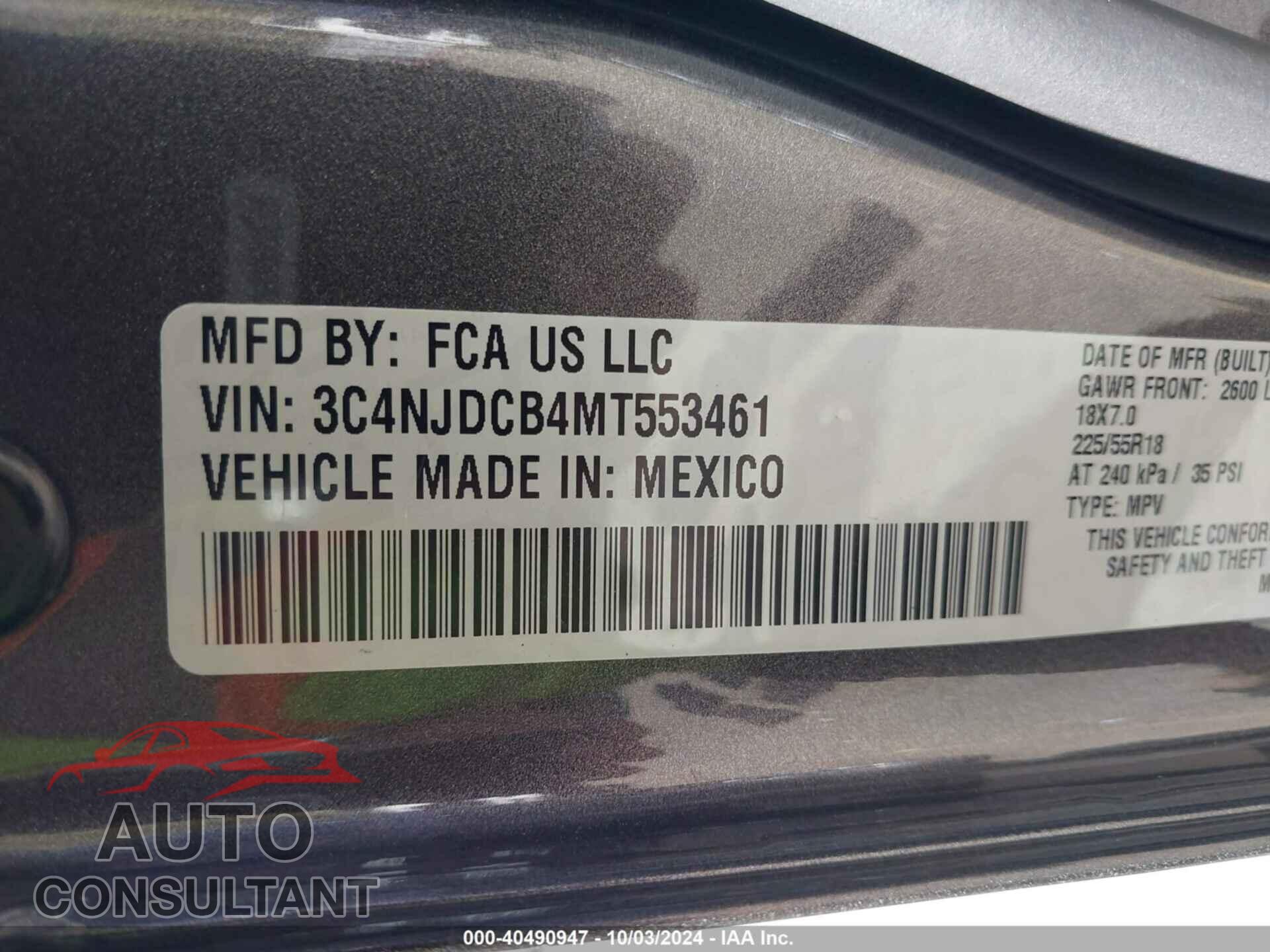 JEEP COMPASS 2021 - 3C4NJDCB4MT553461