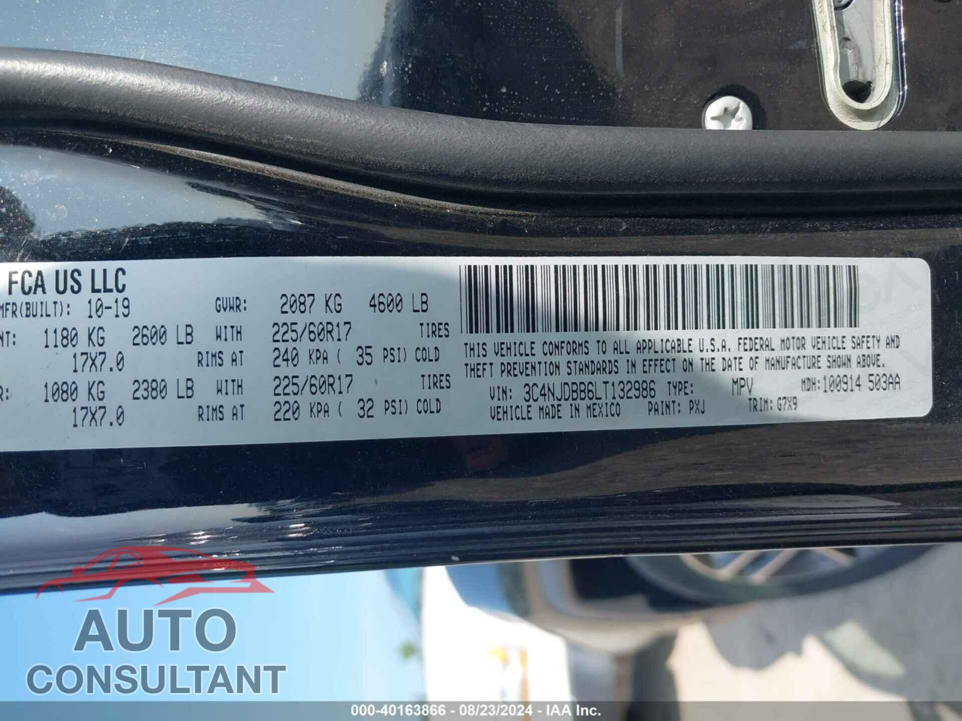 JEEP COMPASS 2020 - 3C4NJDBB6LT132986