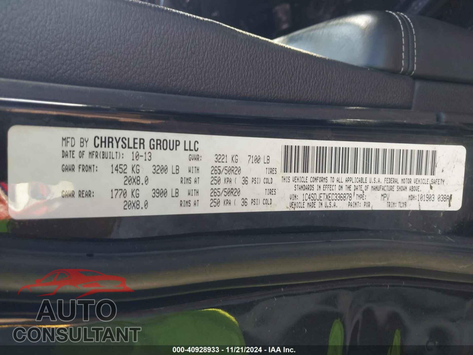 DODGE DURANGO 2014 - 1C4SDJETXEC336878