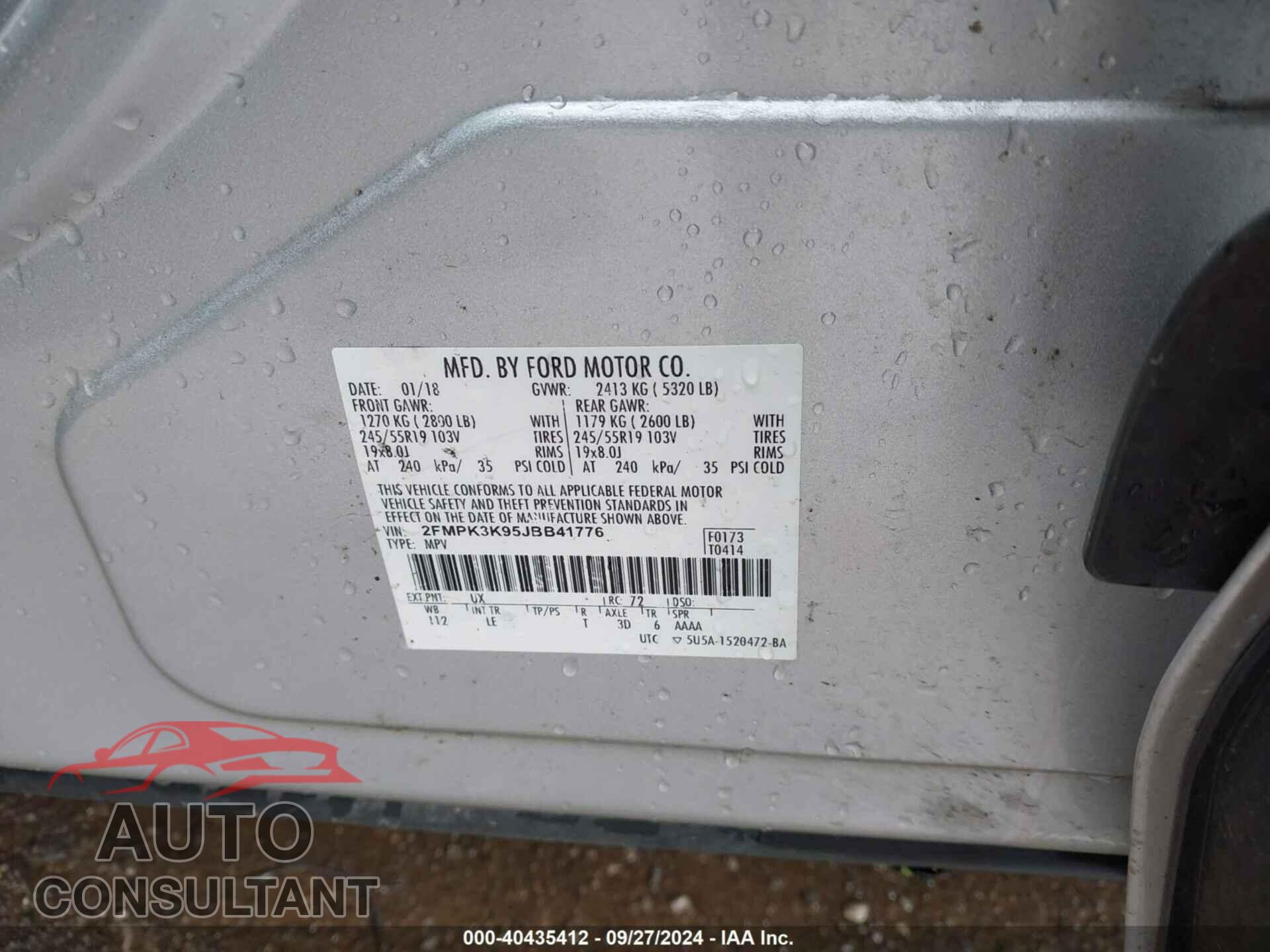 FORD EDGE 2018 - 2FMPK3K95JBB41776