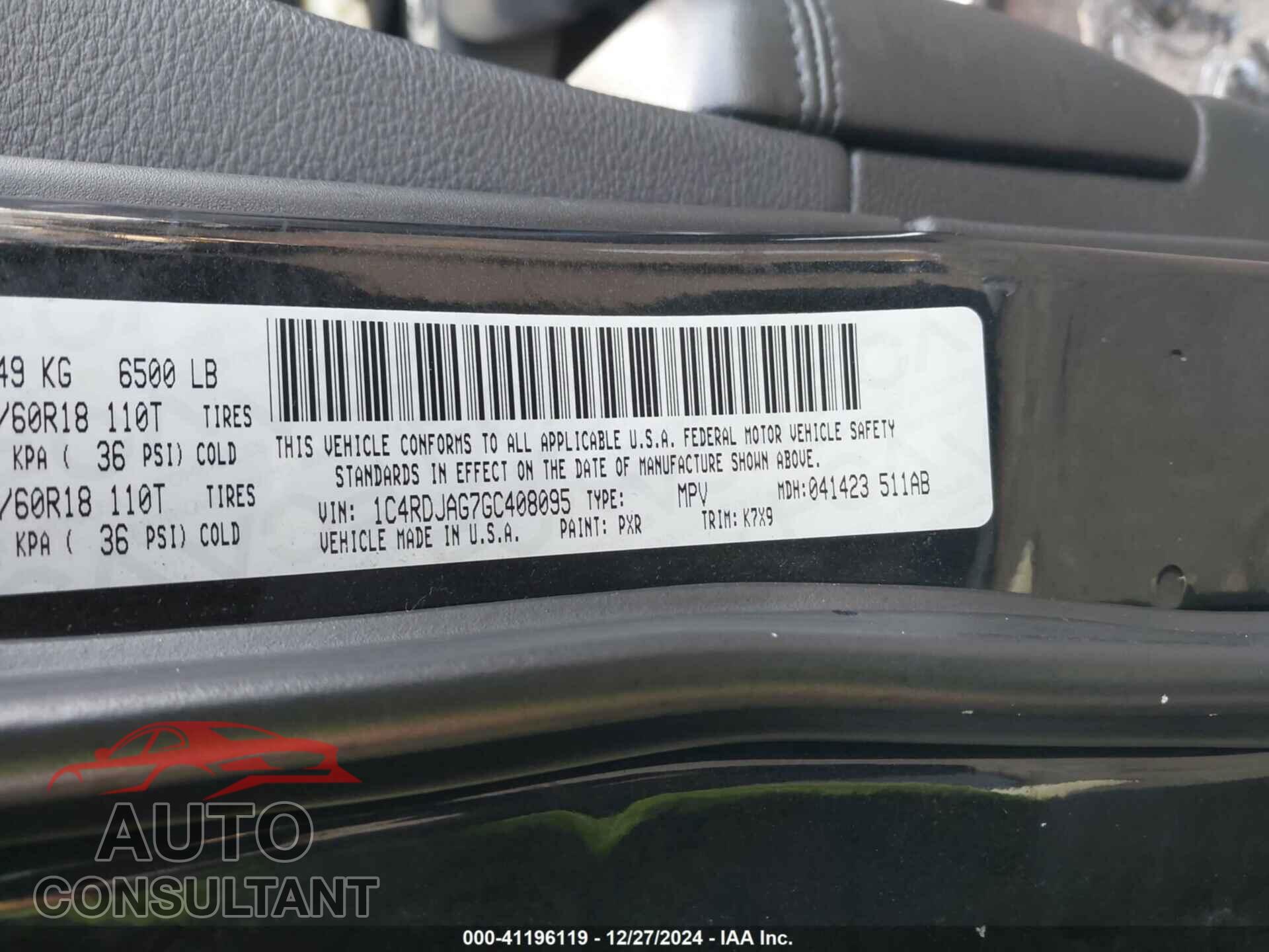 DODGE DURANGO 2016 - 1C4RDJAG7GC408095