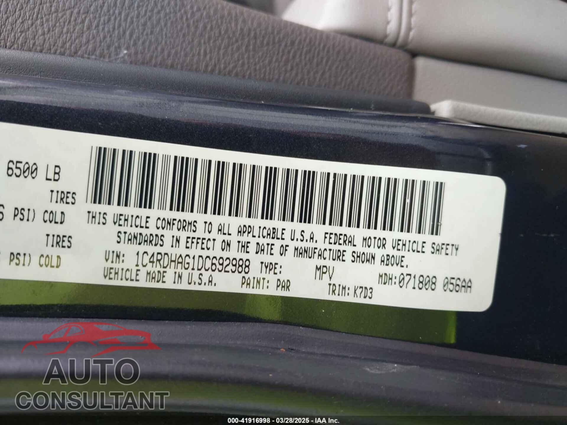 DODGE DURANGO 2013 - 1C4RDHAG1DC692988