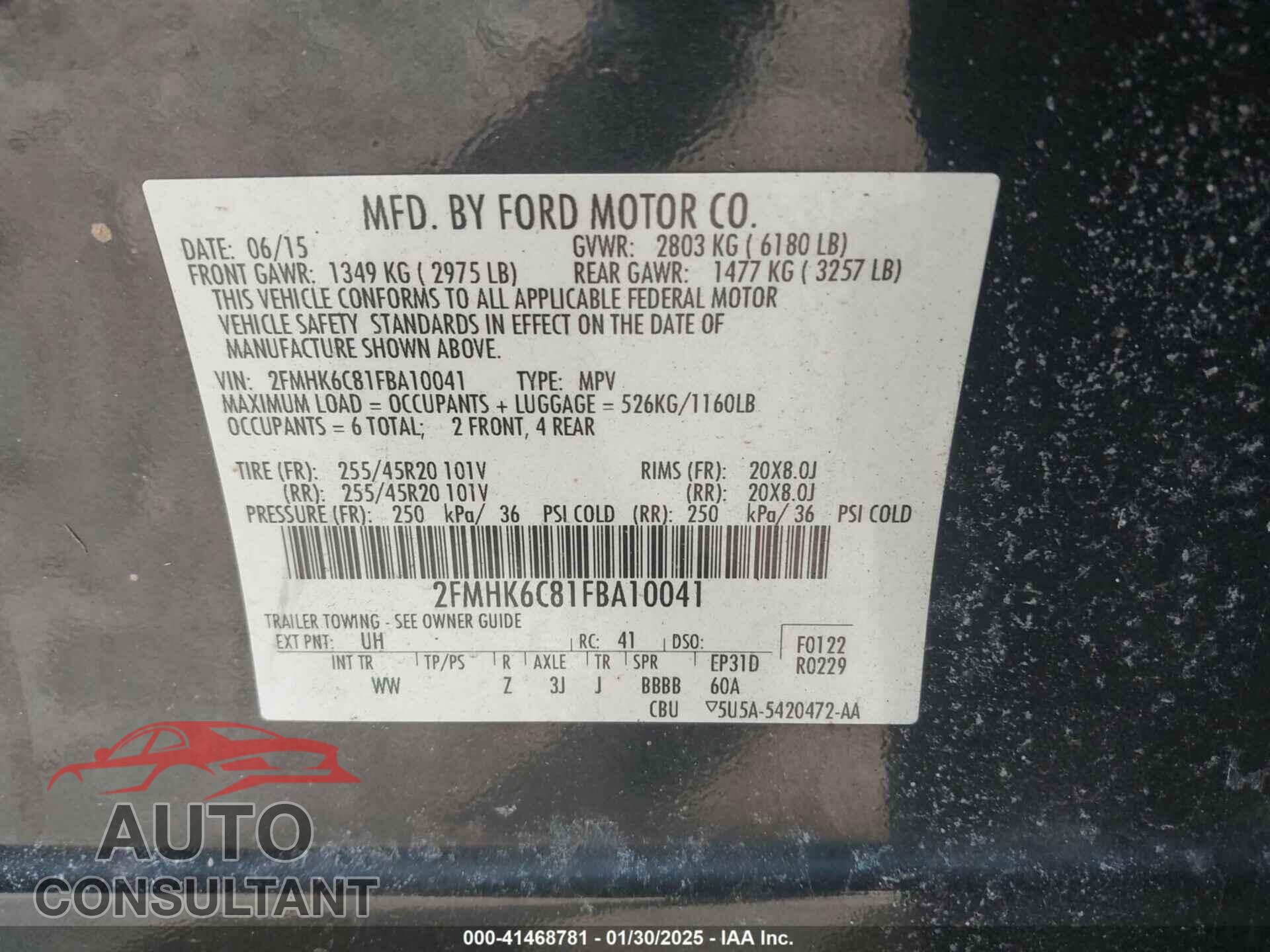 FORD FLEX 2015 - 2FMHK6C81FBA10041