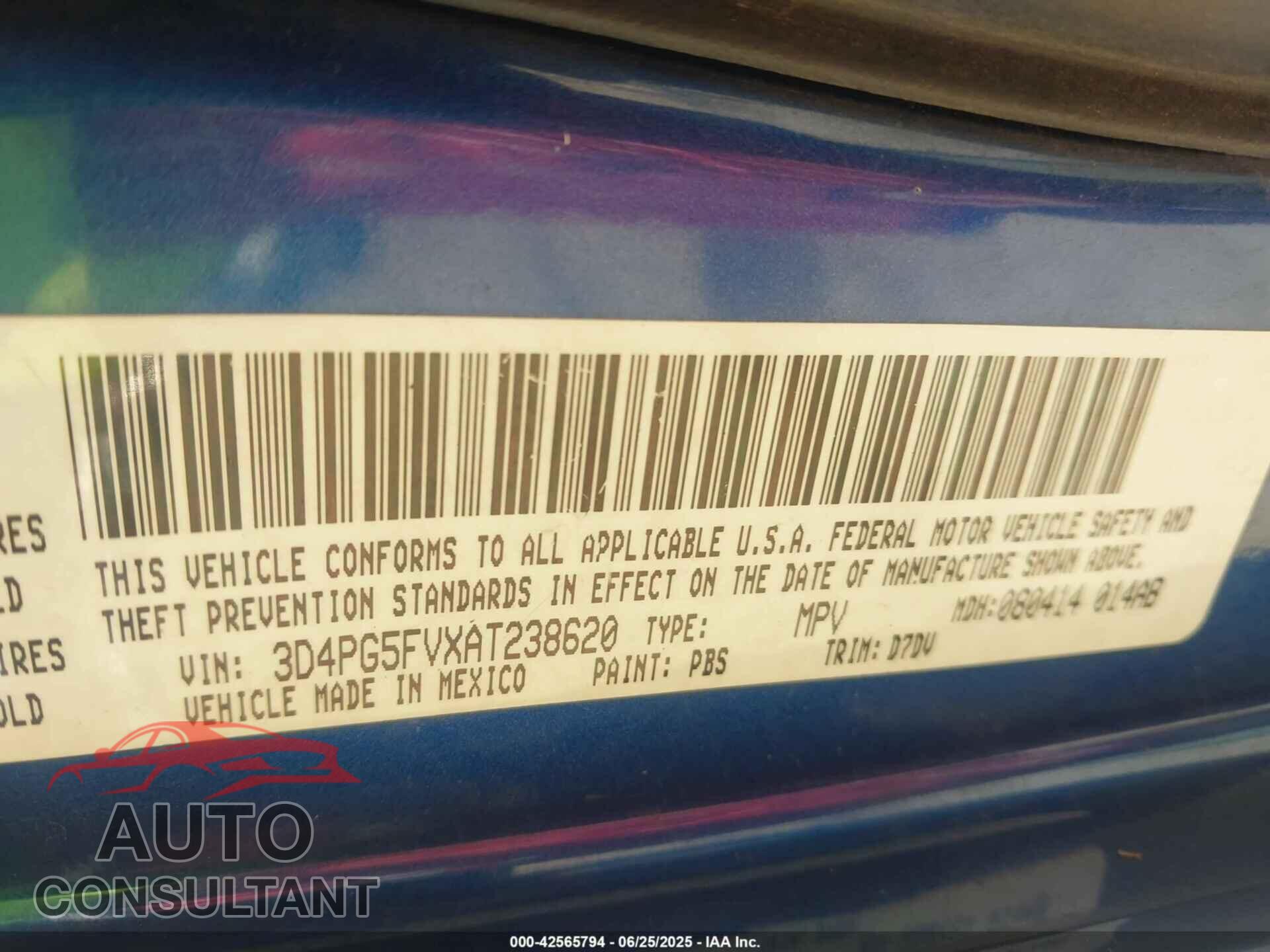 DODGE JOURNEY 2010 - 3D4PG5FVXAT238620
