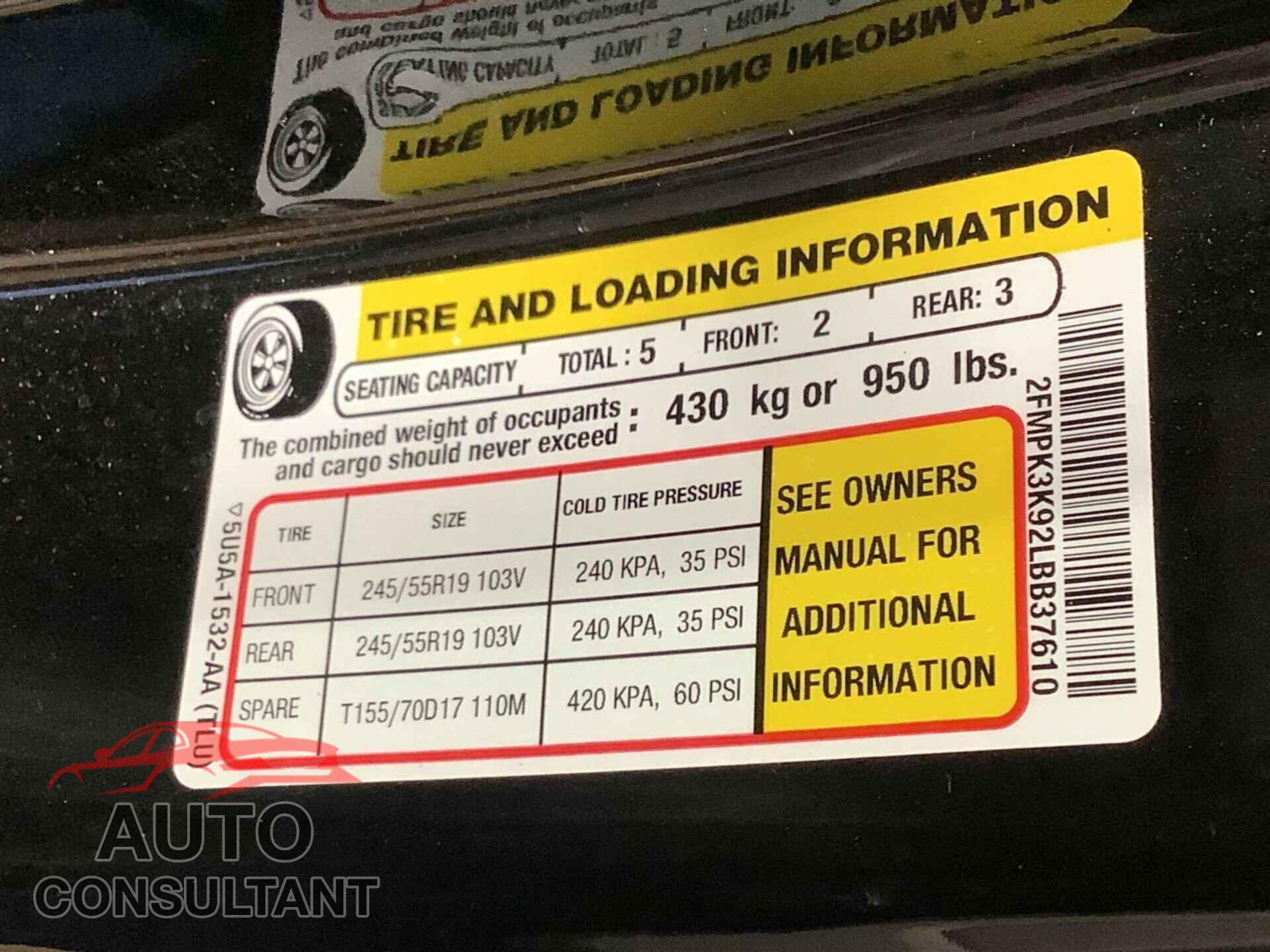 FORD EDGE 2020 - 2FMPK3K92LBB37610