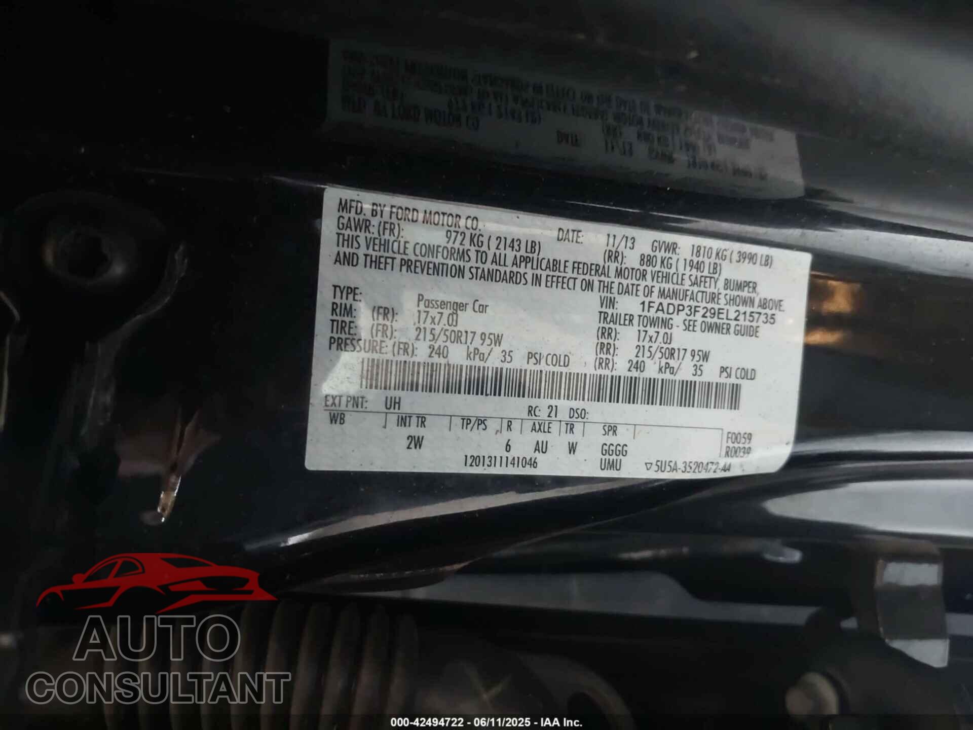 FORD FOCUS 2014 - 1FADP3F29EL215735