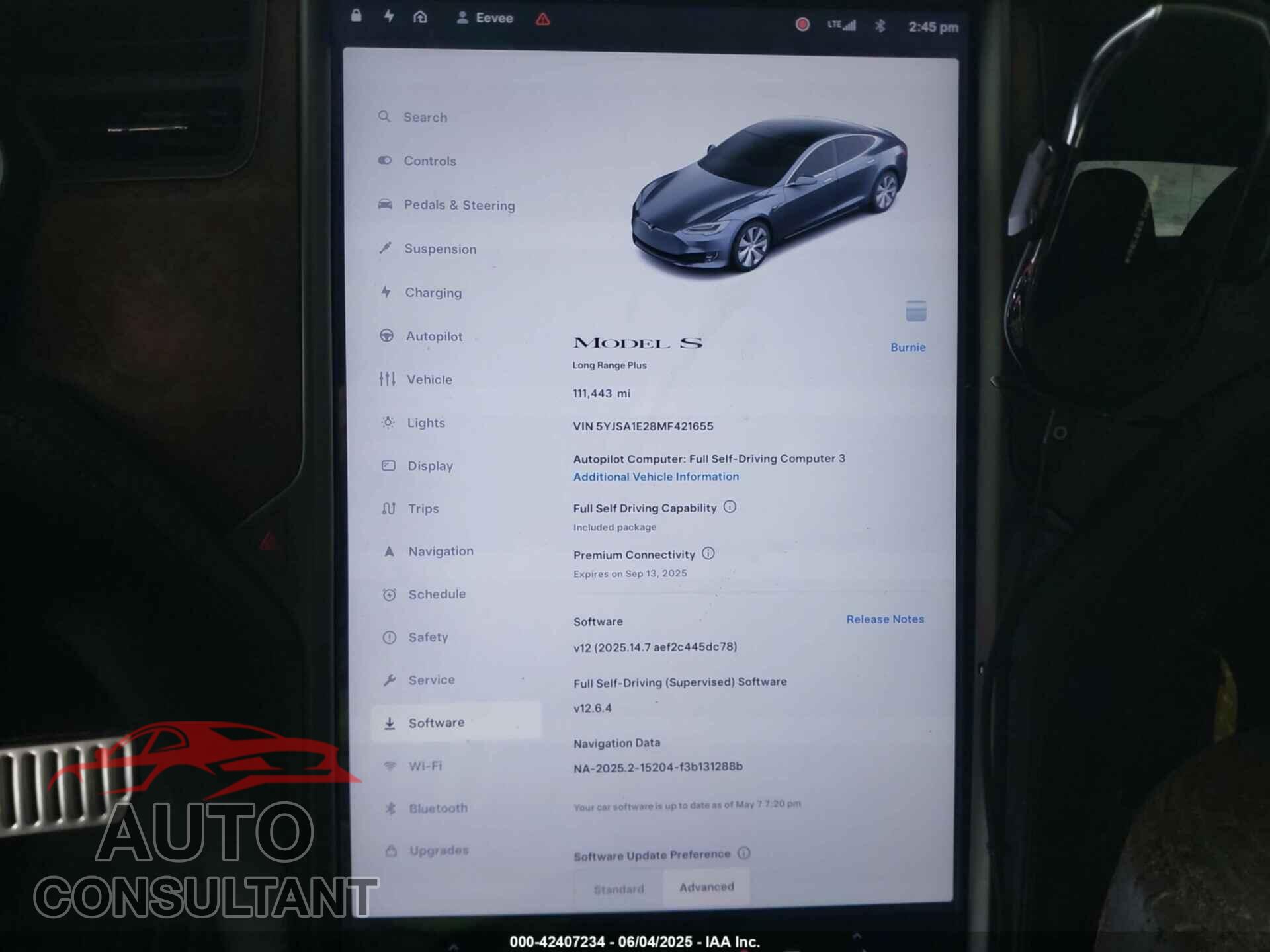 TESLA MODEL S 2021 - 5YJSA1E28MF421655