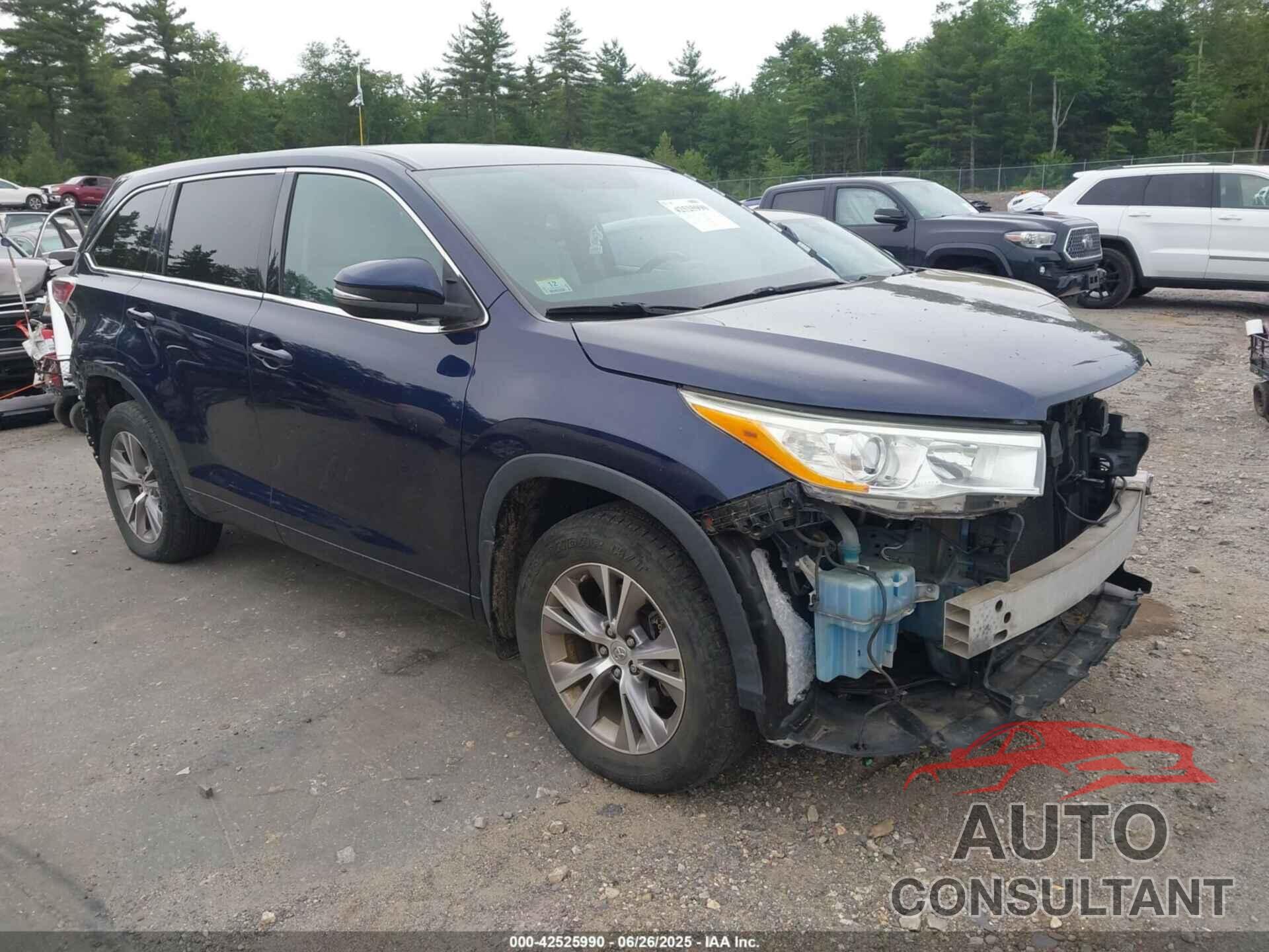 TOYOTA HIGHLANDER 2014 - 5TDBKRFH7ES018603