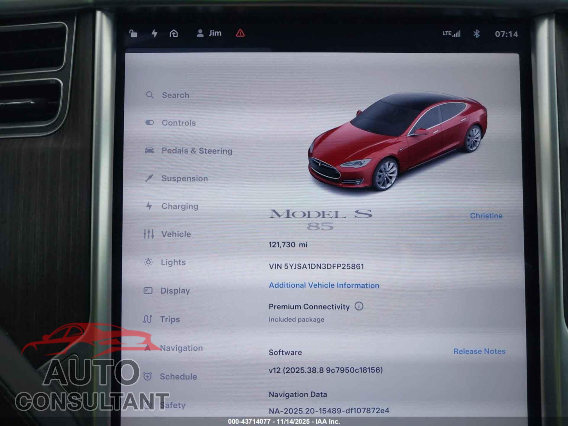 TESLA MODEL S 2013 - 5YJSA1DN3DFP25861