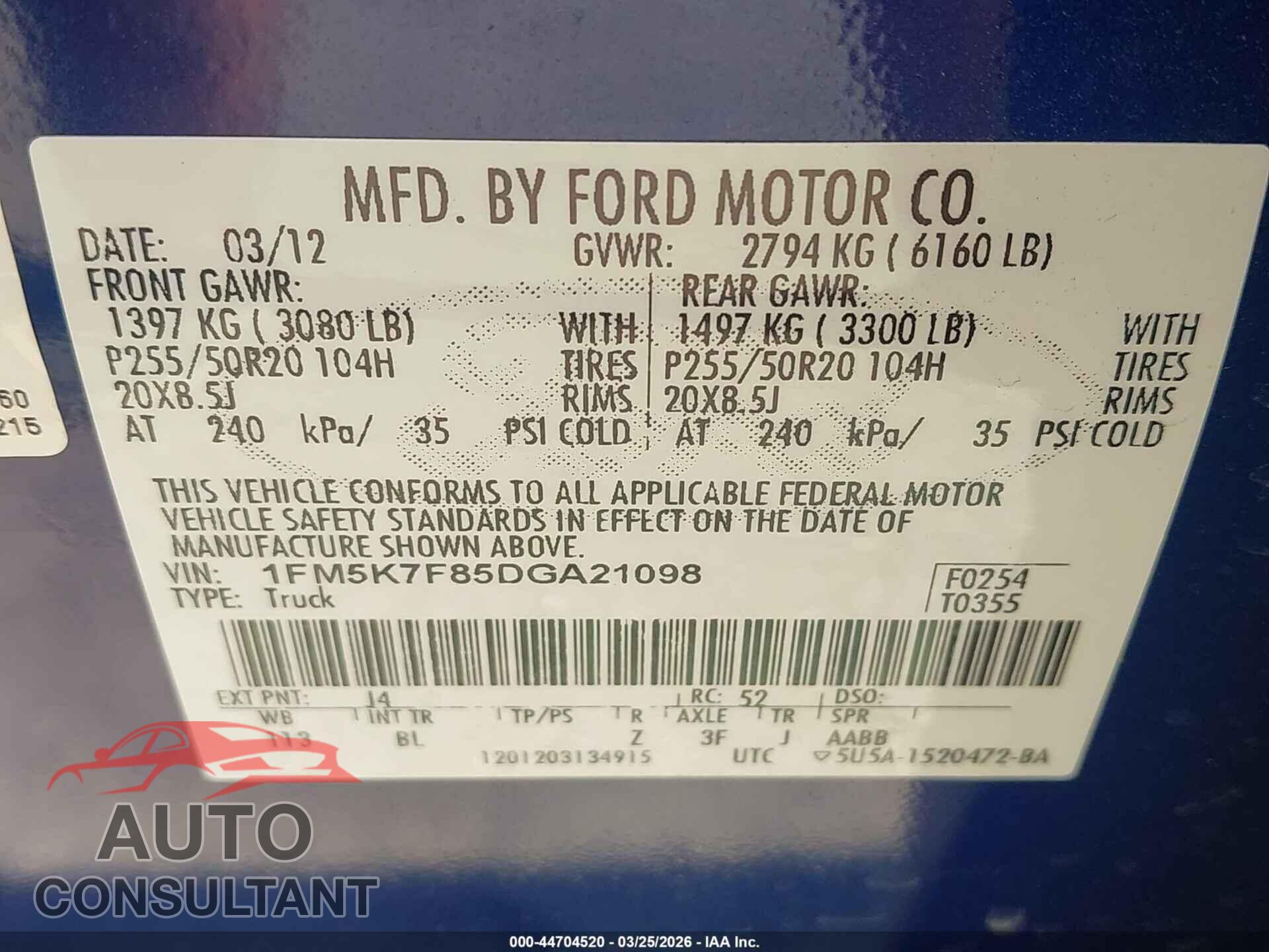 FORD EXPLORER 2013 - 1FM5K7F85DGA21098