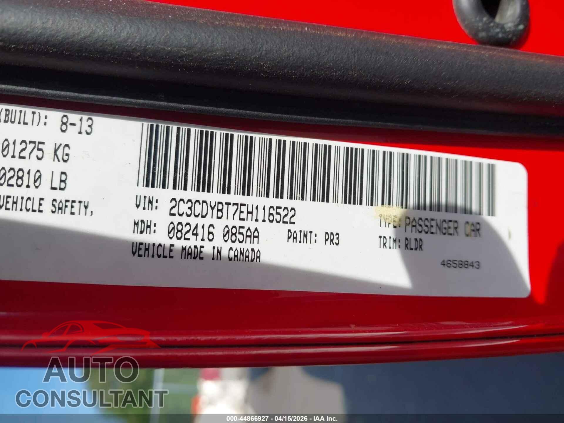 DODGE CHALLENGER 2014 - 2C3CDYBT7EH116522