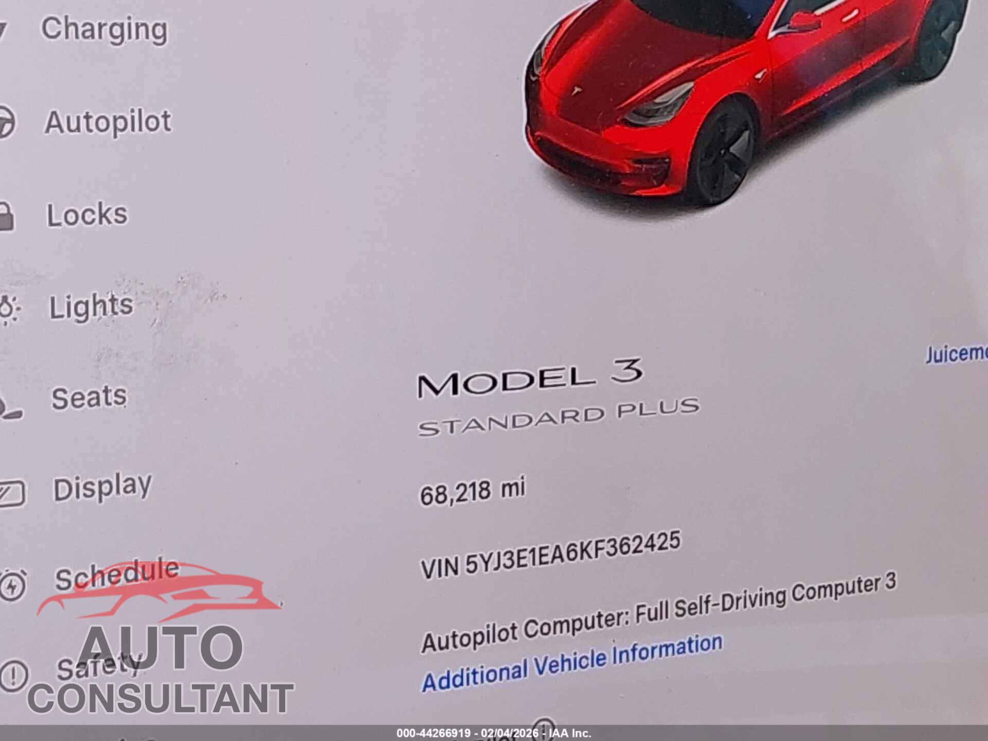 TESLA MODEL 3 2019 - 5YJ3E1EA6KF362425