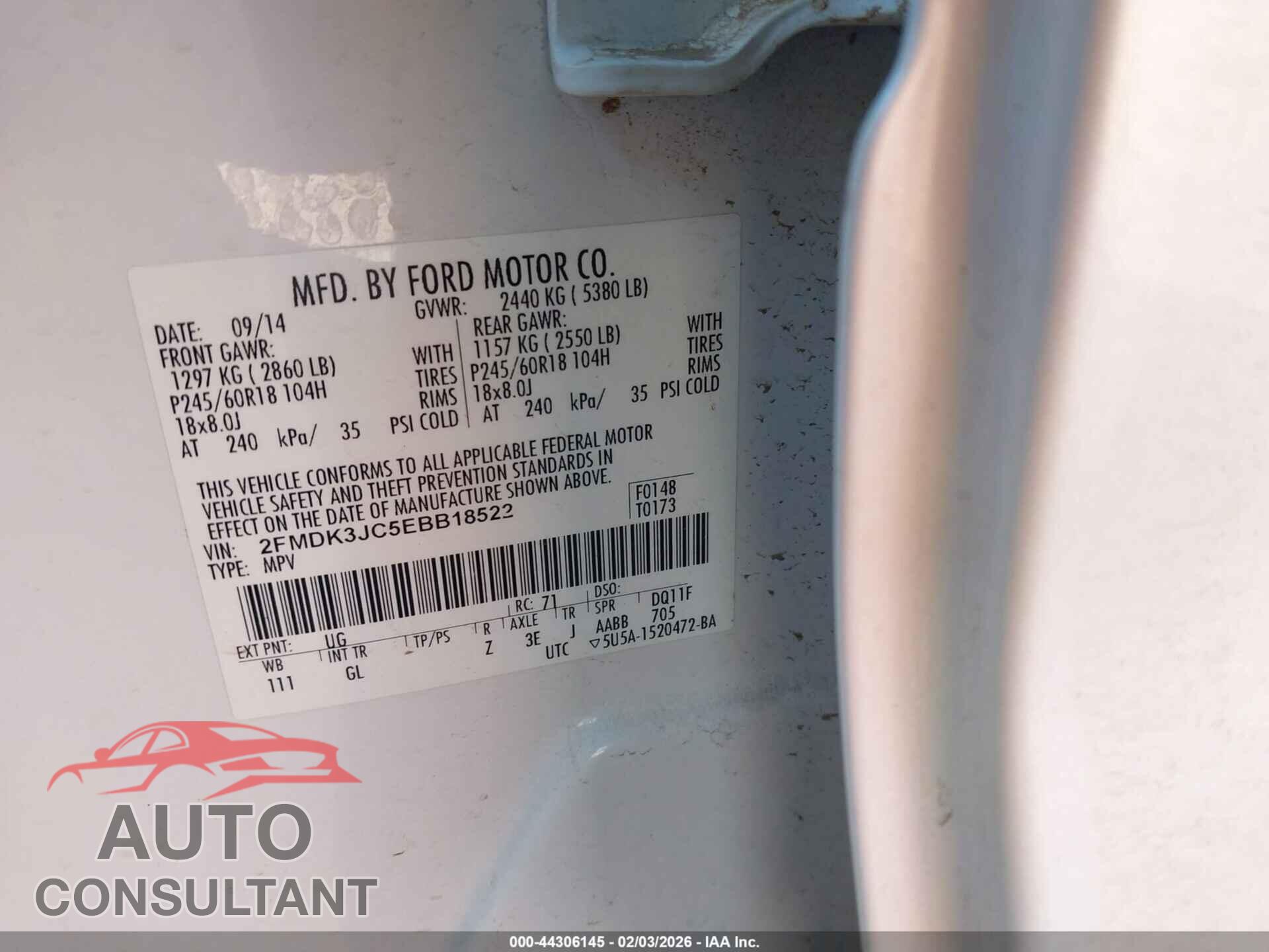 FORD EDGE 2014 - 2FMDK3JC5EBB18522
