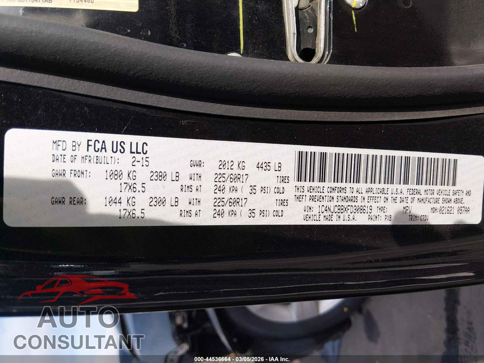 JEEP COMPASS 2015 - 1C4NJCBBXFD308619