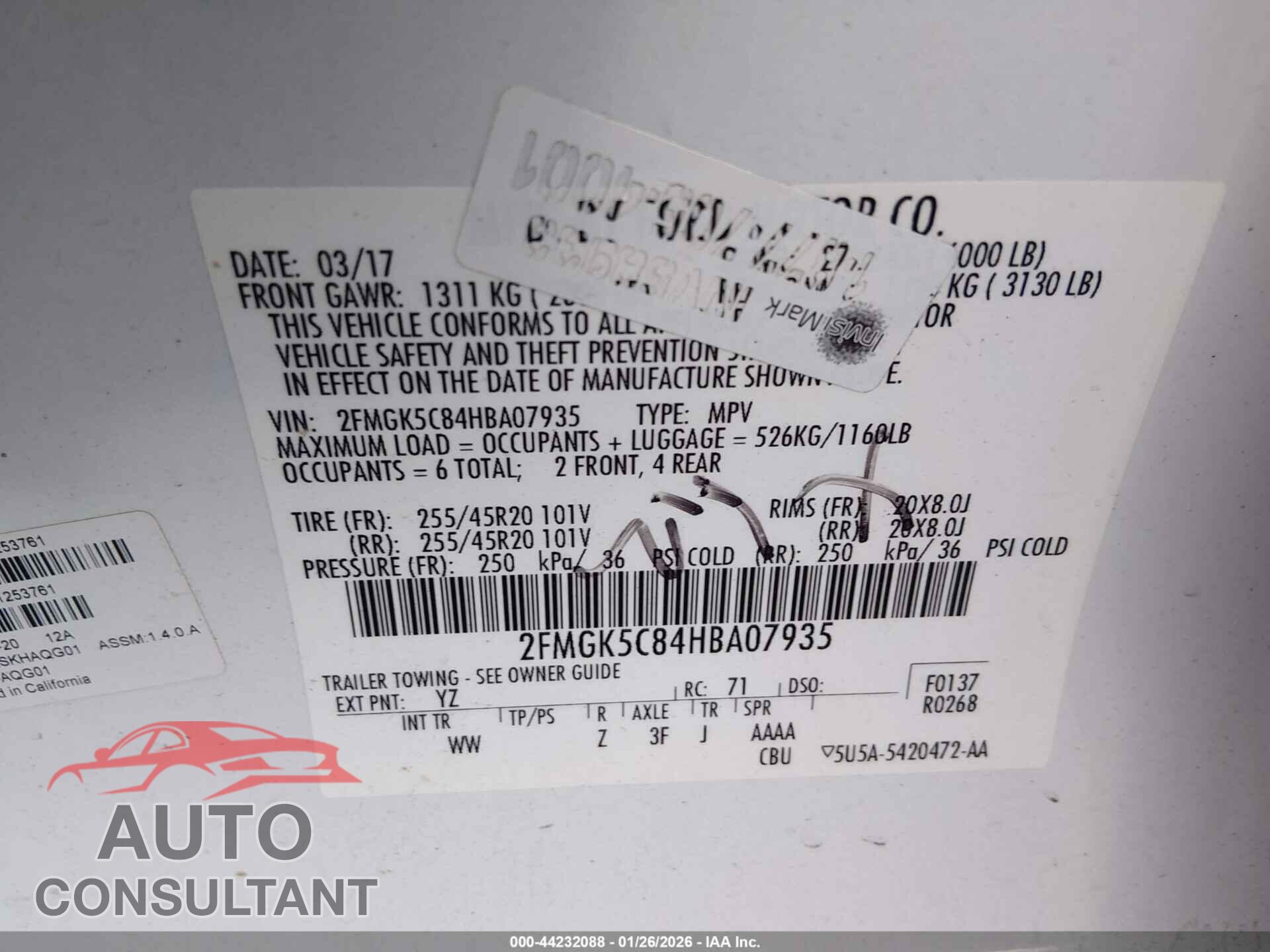 FORD FLEX 2017 - 2FMGK5C84HBA07935