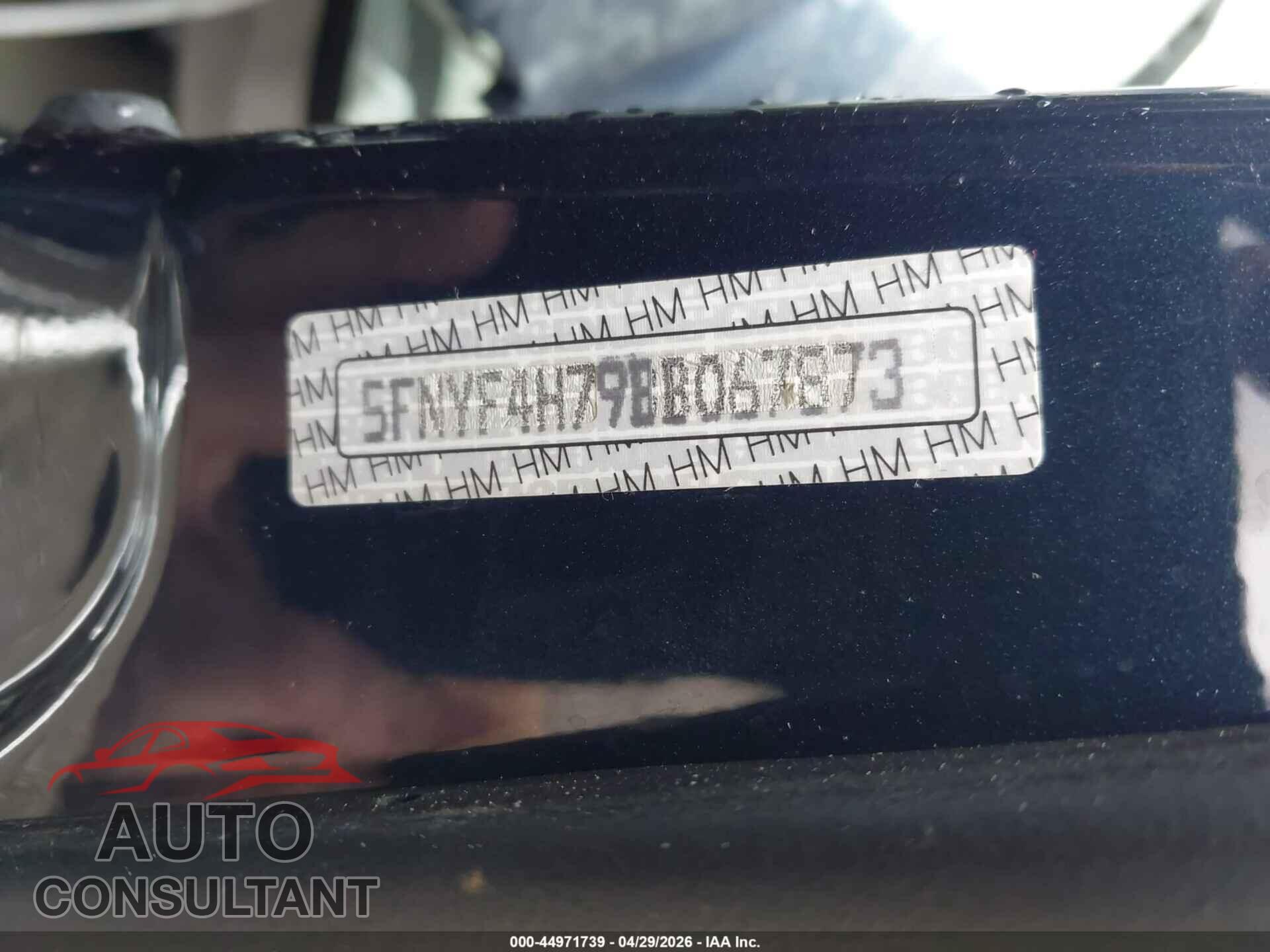 HONDA PILOT 2011 - 5FNYF4H79BB067873