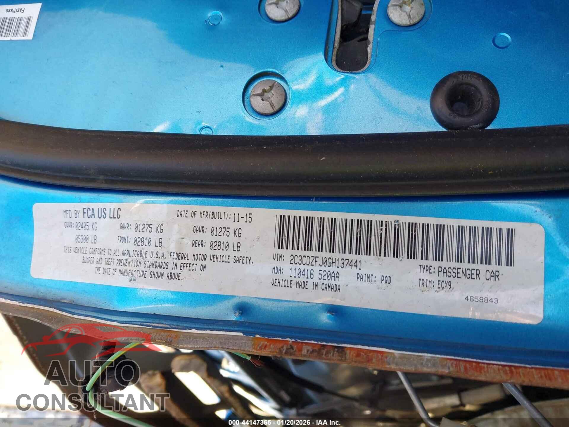 DODGE CHALLENGER 2016 - 2C3CDZFJ0GH137441