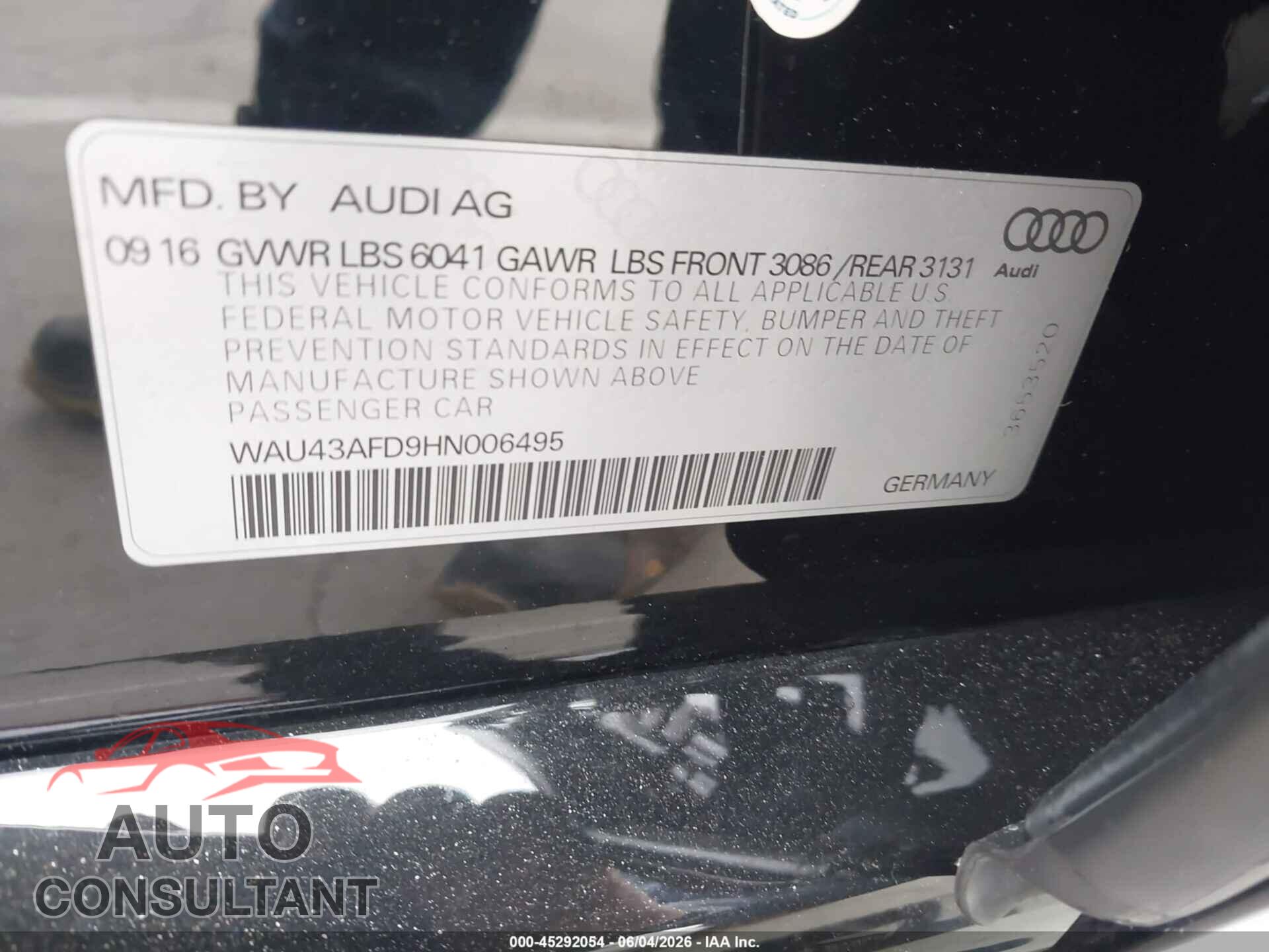 AUDI A8 L 2017 - WAU43AFD9HN006495