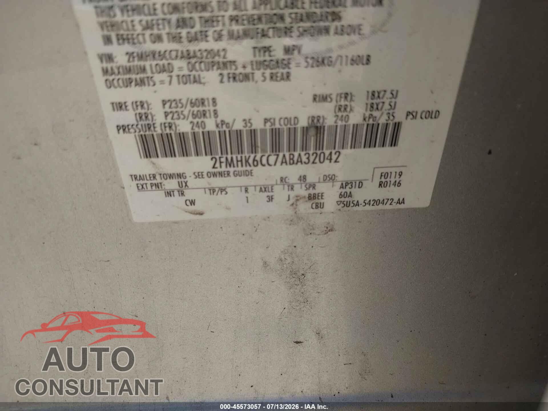 FORD FLEX 2010 - 2FMHK6CC7ABA32042
