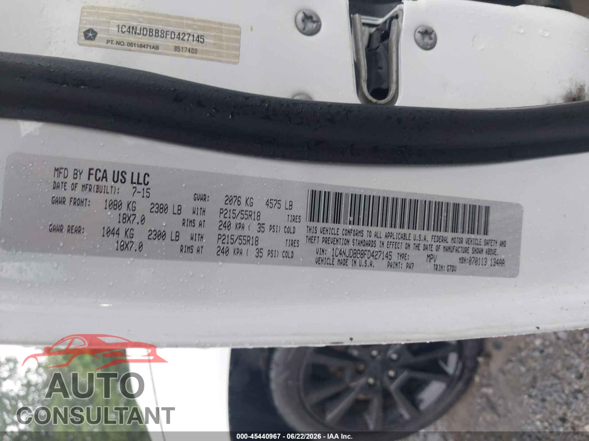 JEEP COMPASS 2015 - 1C4NJDBB8FD427145