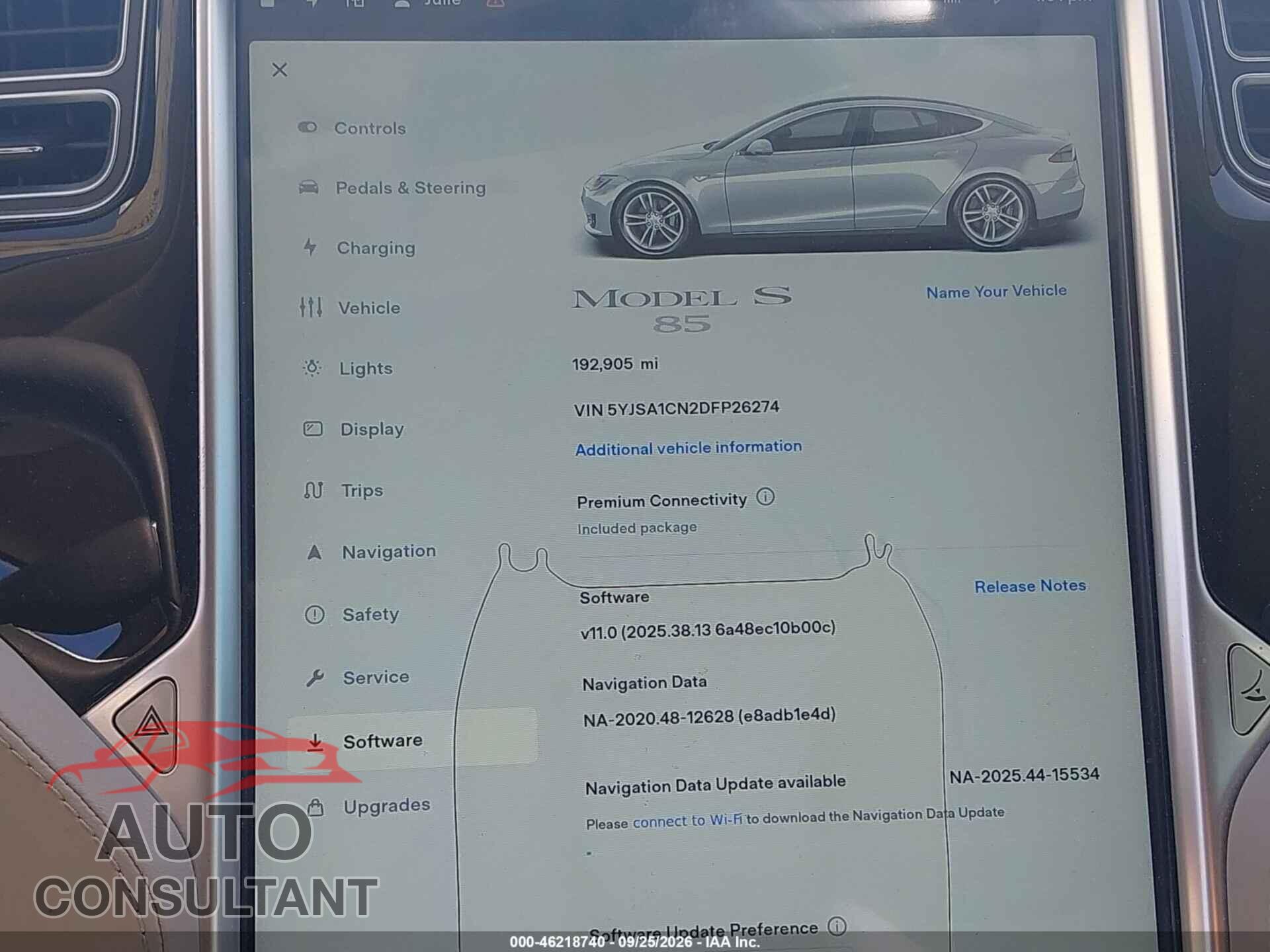 TESLA MODEL S 2013 - 5YJSA1CN2DFP26274