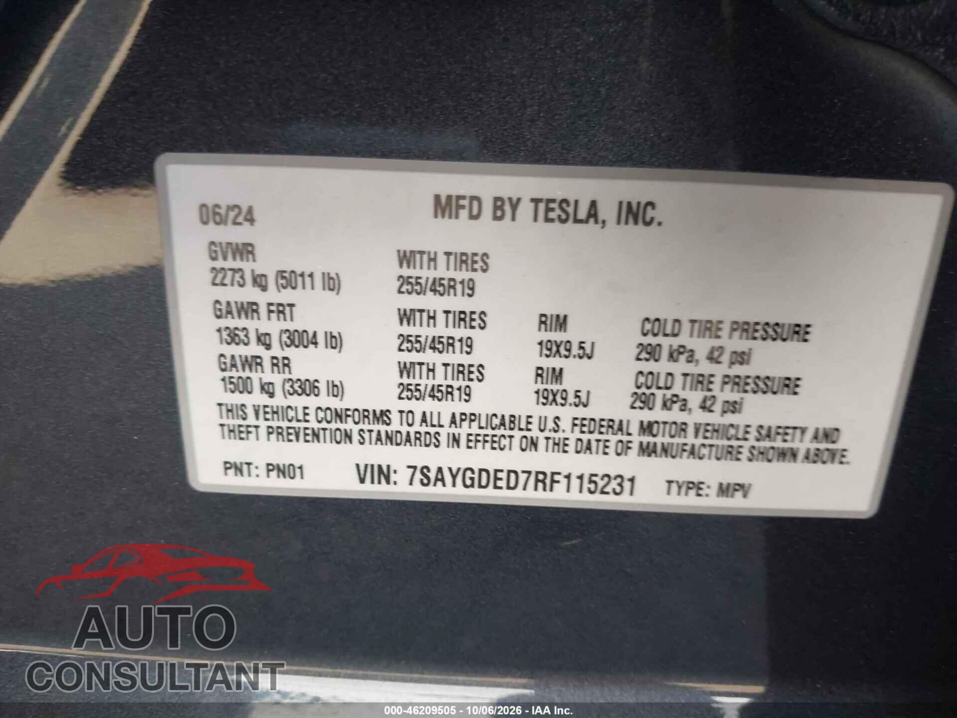 TESLA MODEL Y 2024 - 7SAYGDED7RF115231