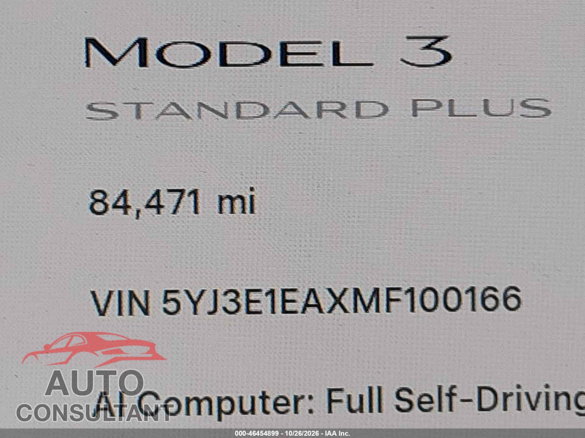 TESLA MODEL 3 2021 - 5YJ3E1EAXMF100166