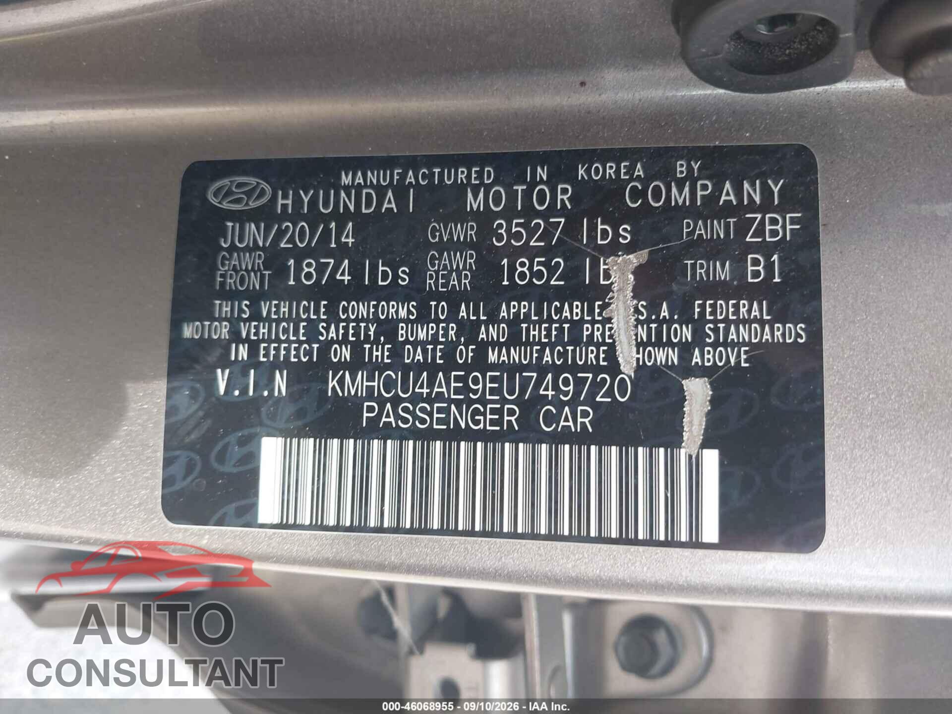 HYUNDAI ACCENT 2014 - KMHCU4AE9EU749720